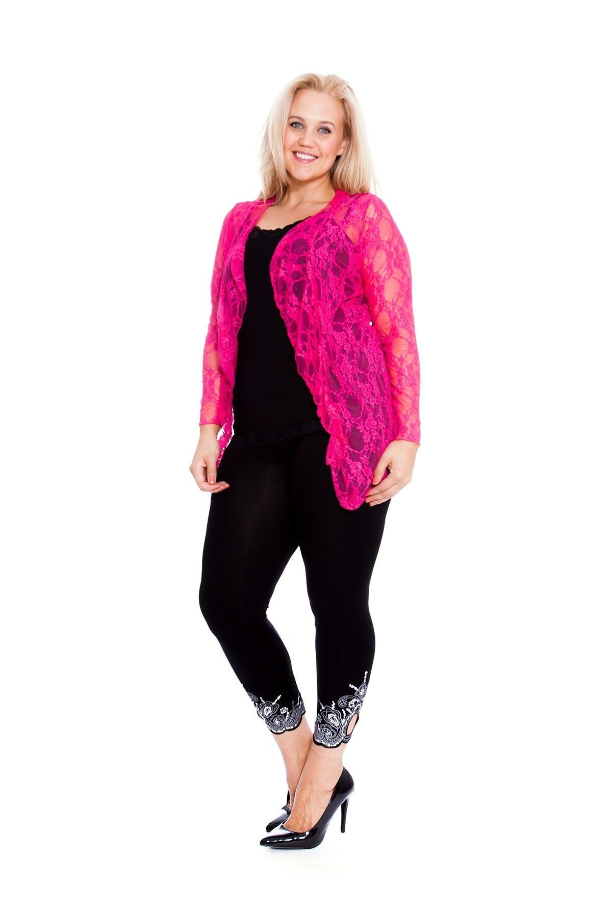 Floral Lace Open Cardigan Waterfall Top Tops WearAll