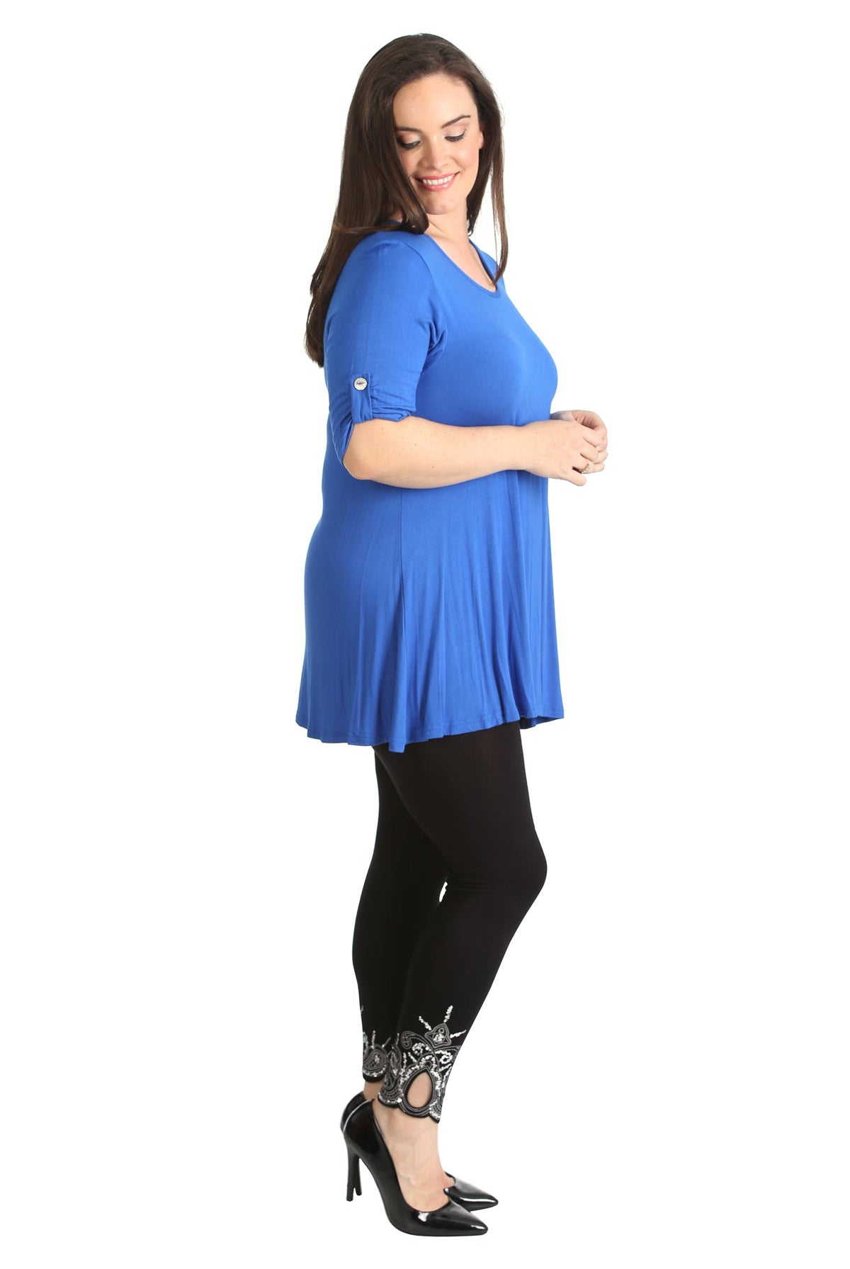 Womens Scoop Neck Flared Ladies Plain Tops Tops WearAll