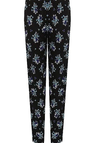 Teal Floral Print Full Length Trouser Trousers WearAll Teal 14