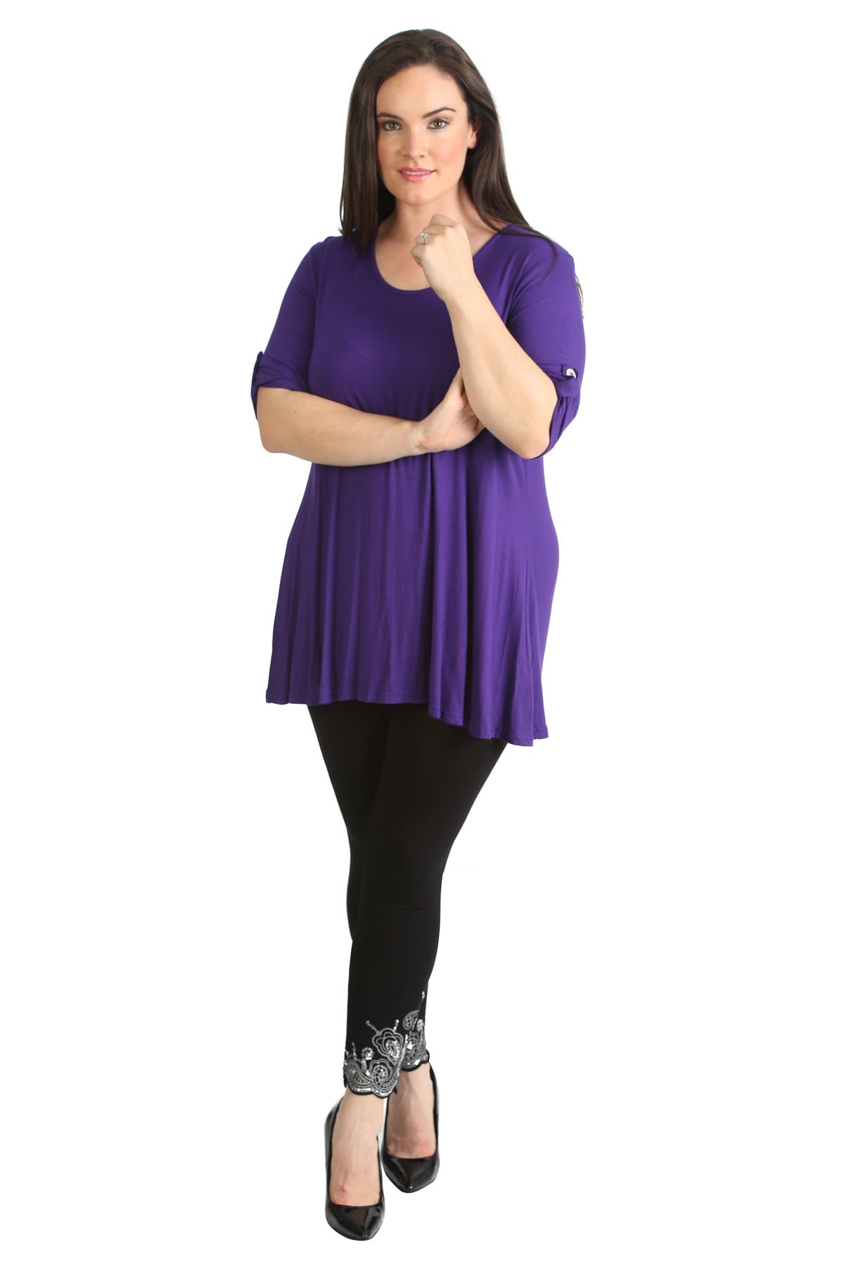 Womens Scoop Neck Flared Ladies Plain Tops Tops WearAll