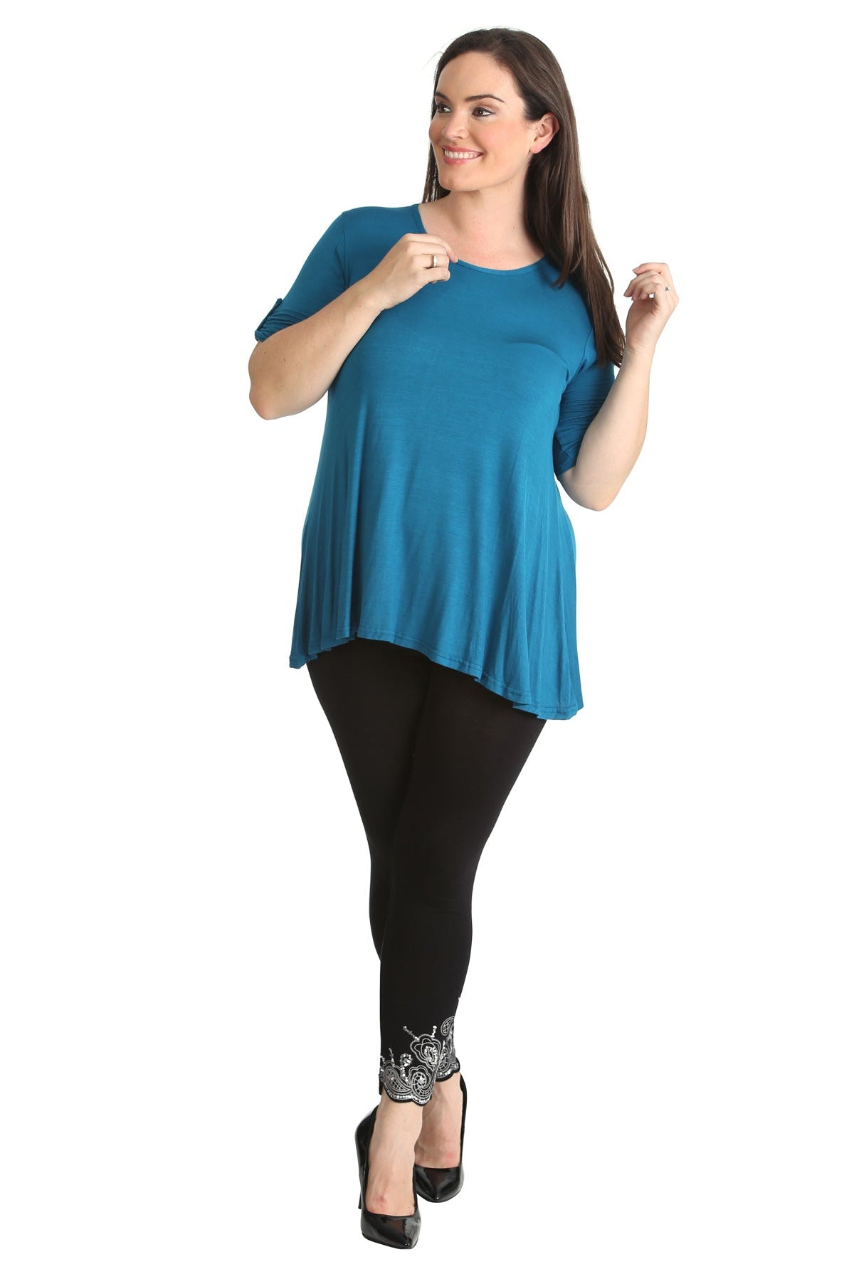 Womens Scoop Neck Flared Ladies Plain Tops Tops WearAll