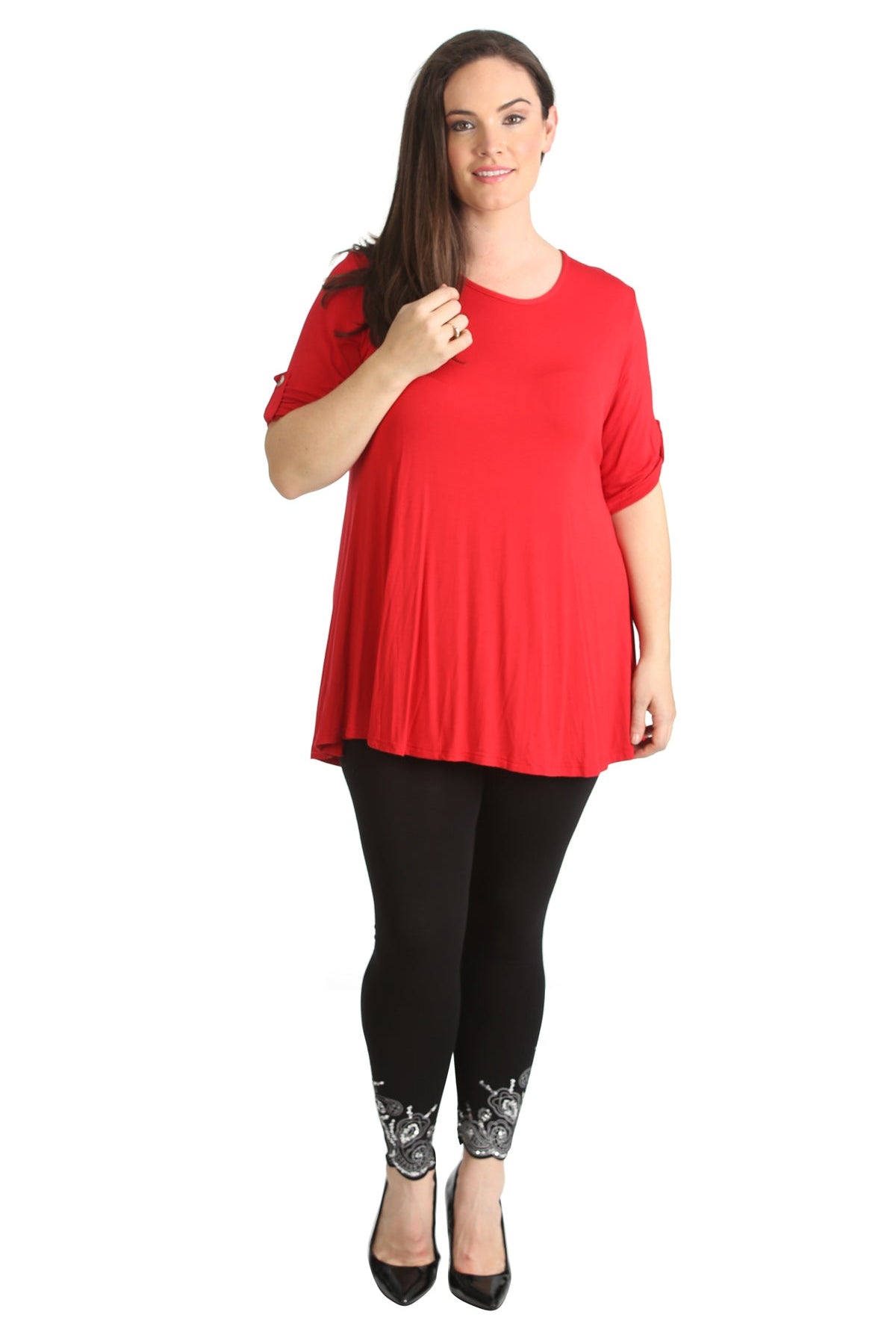 Womens Scoop Neck Flared Ladies Plain Tops Tops WearAll