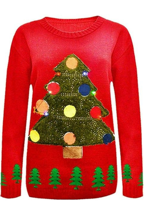 Merry Christmas Snowflake Jumper- Wine Black Navy Blue Grey Red Tops WearAll Tree / Red 8-10