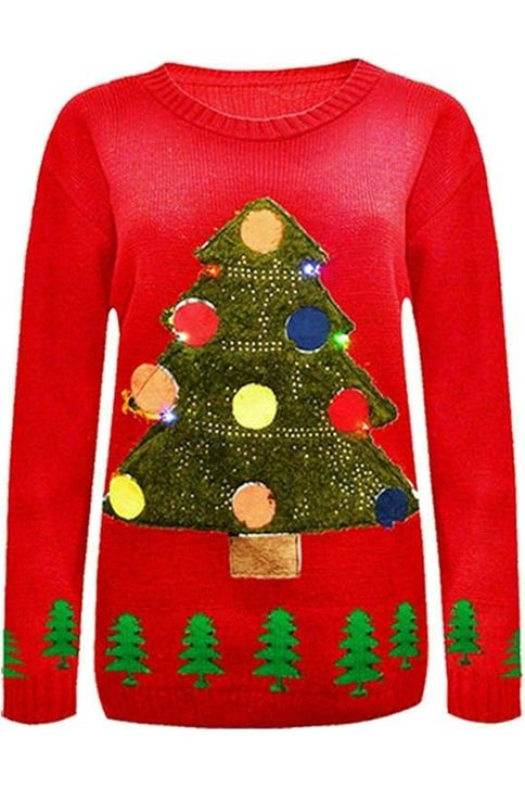 Merry Christmas Snowflake Jumper- Wine Black Navy Blue Grey Red Tops WearAll Tree / Red 8-10