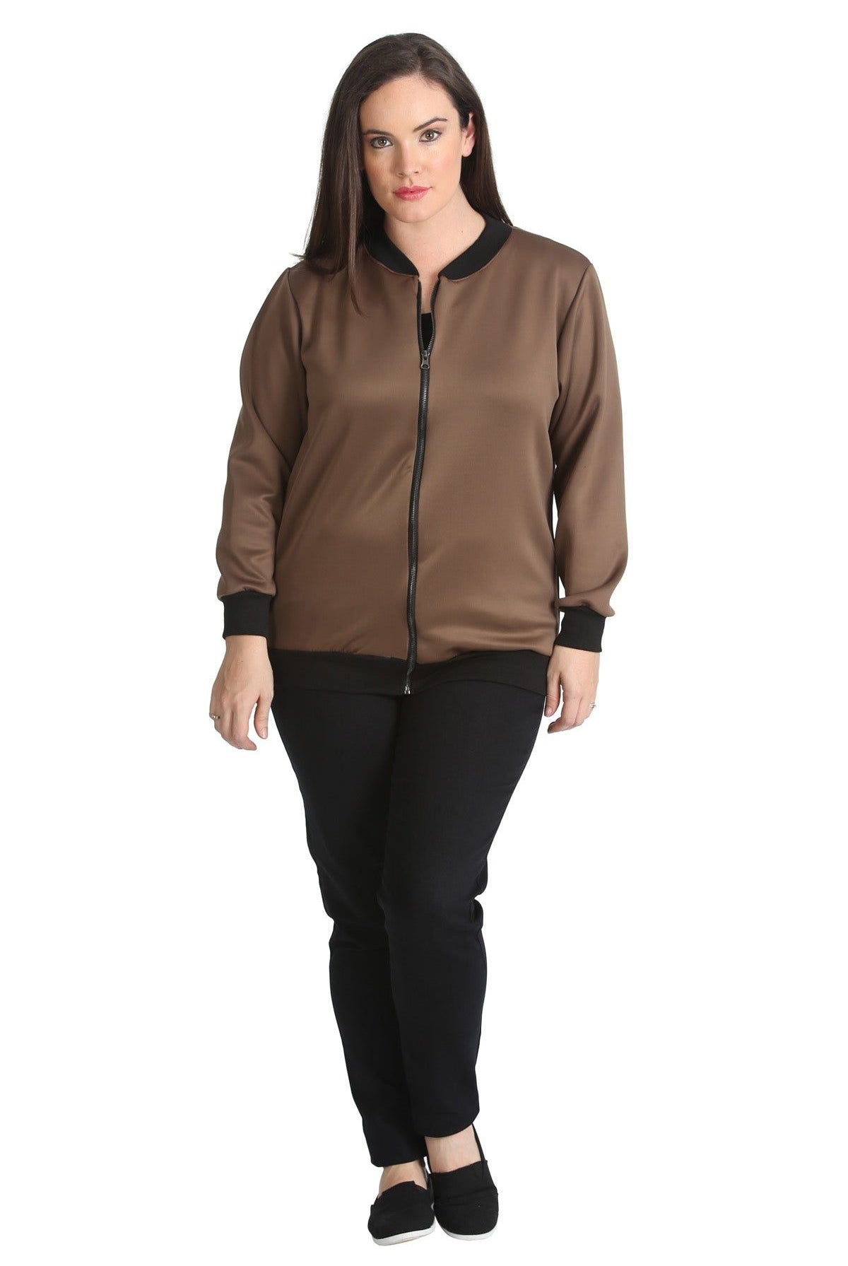 Plain Bomber Jacket Sleeve Top Jacket WearAll