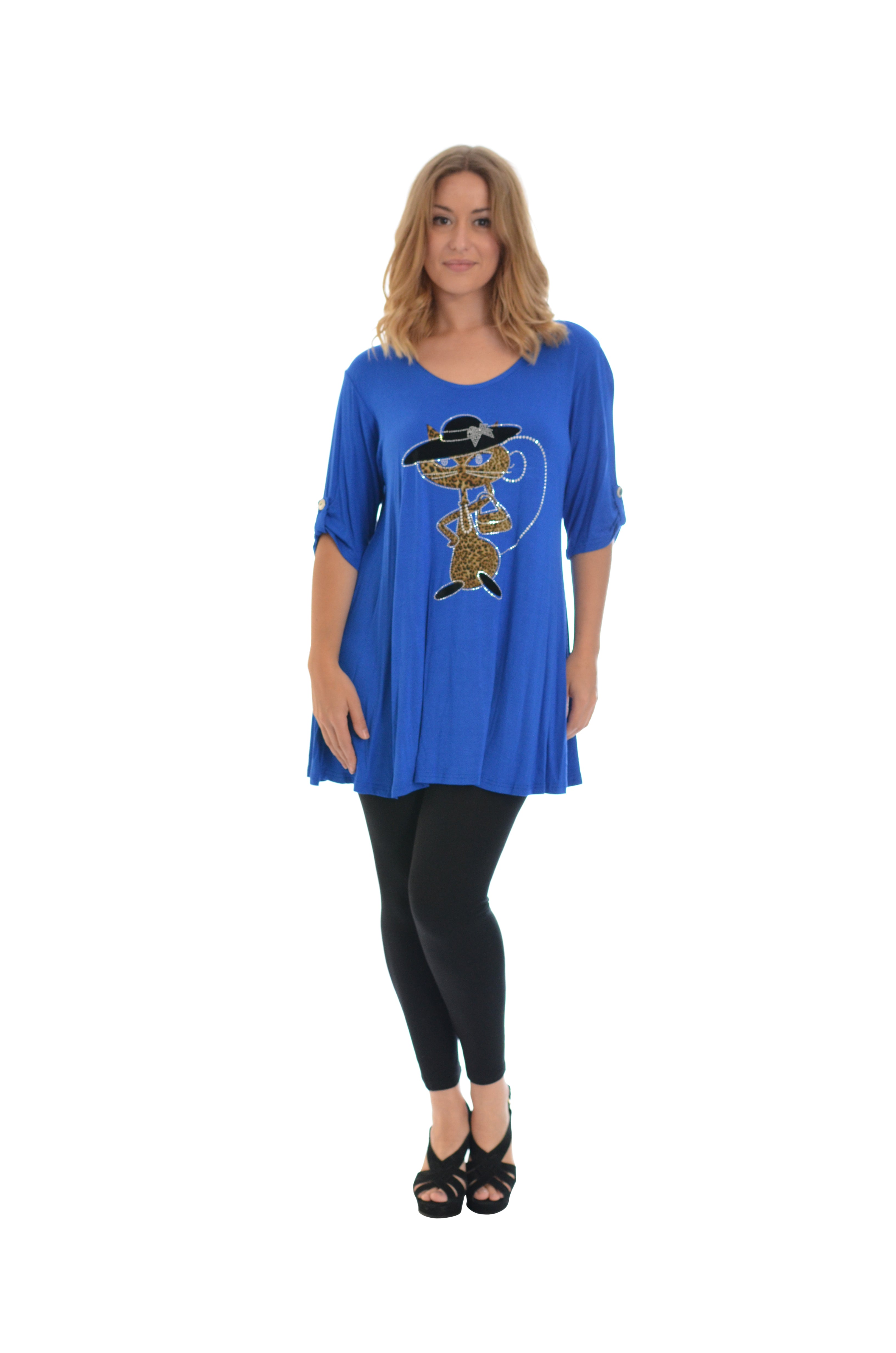 Cat Animal Print Short Sleeve Top Tops WearAll