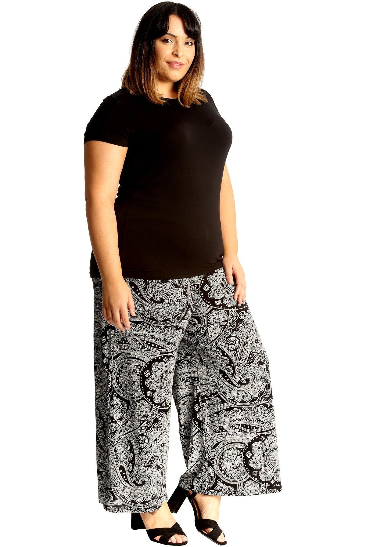 Plus Size Big Paisley Print Palazzo Trouser Palazzo WearAll