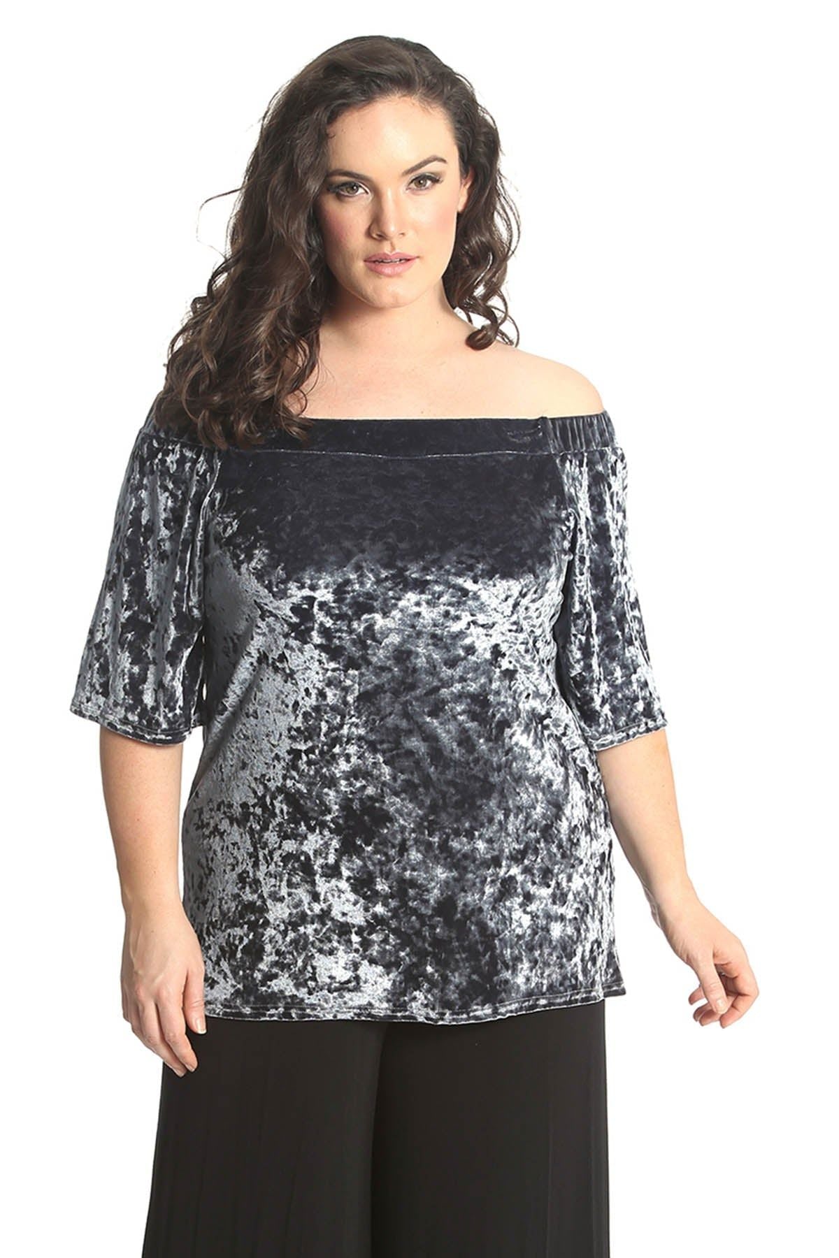 Crushed Velour Boho Party Bardot Top Tops WearAll