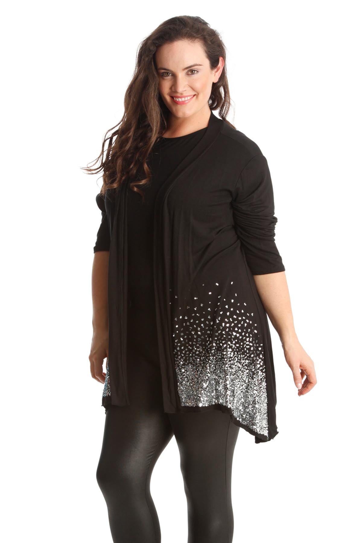 Sequin Sparkle Open Cardigan cardigan WearAll Black 14