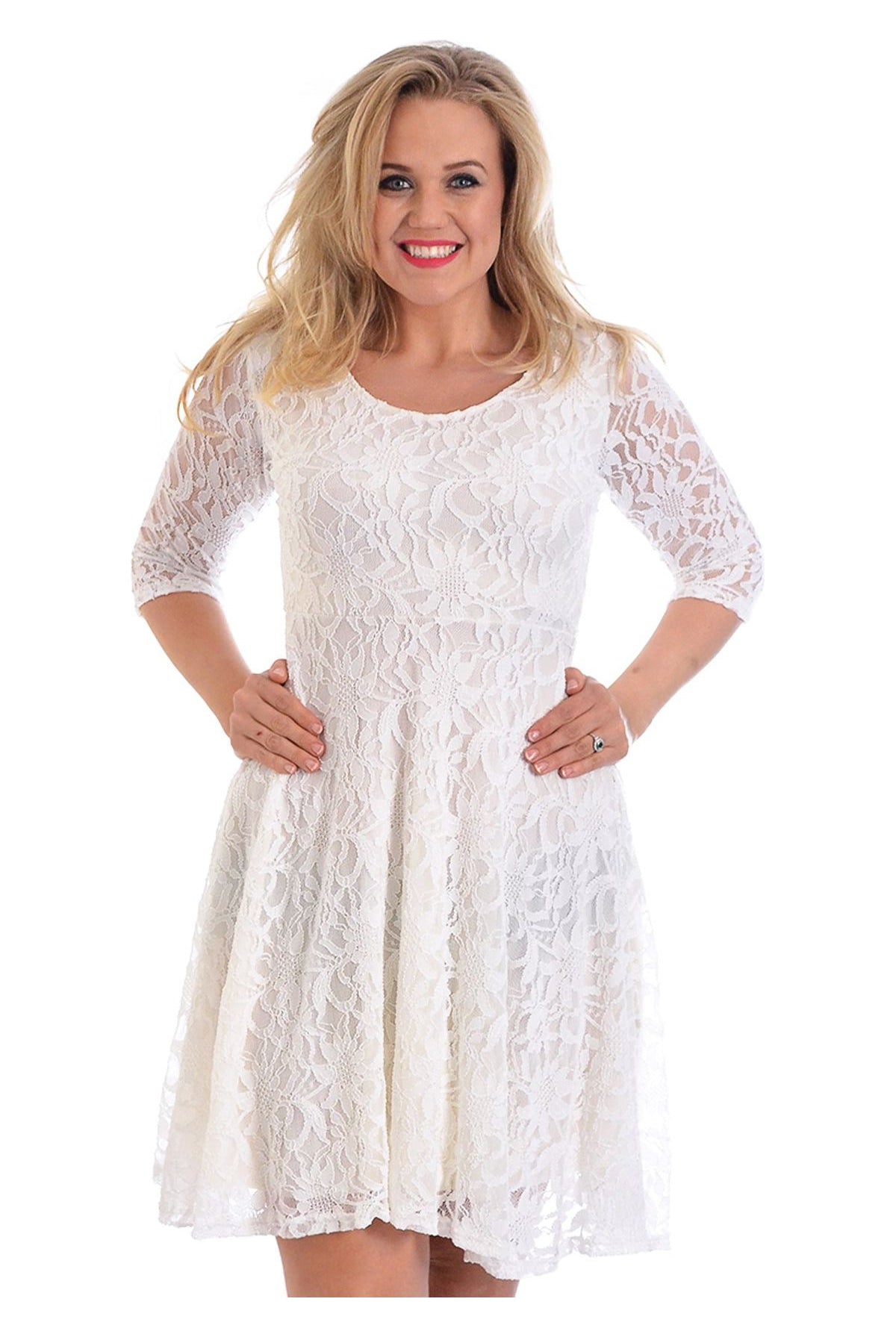 Plus size 3/4 Sleeve Ladies Skater Dress Dress WearAll