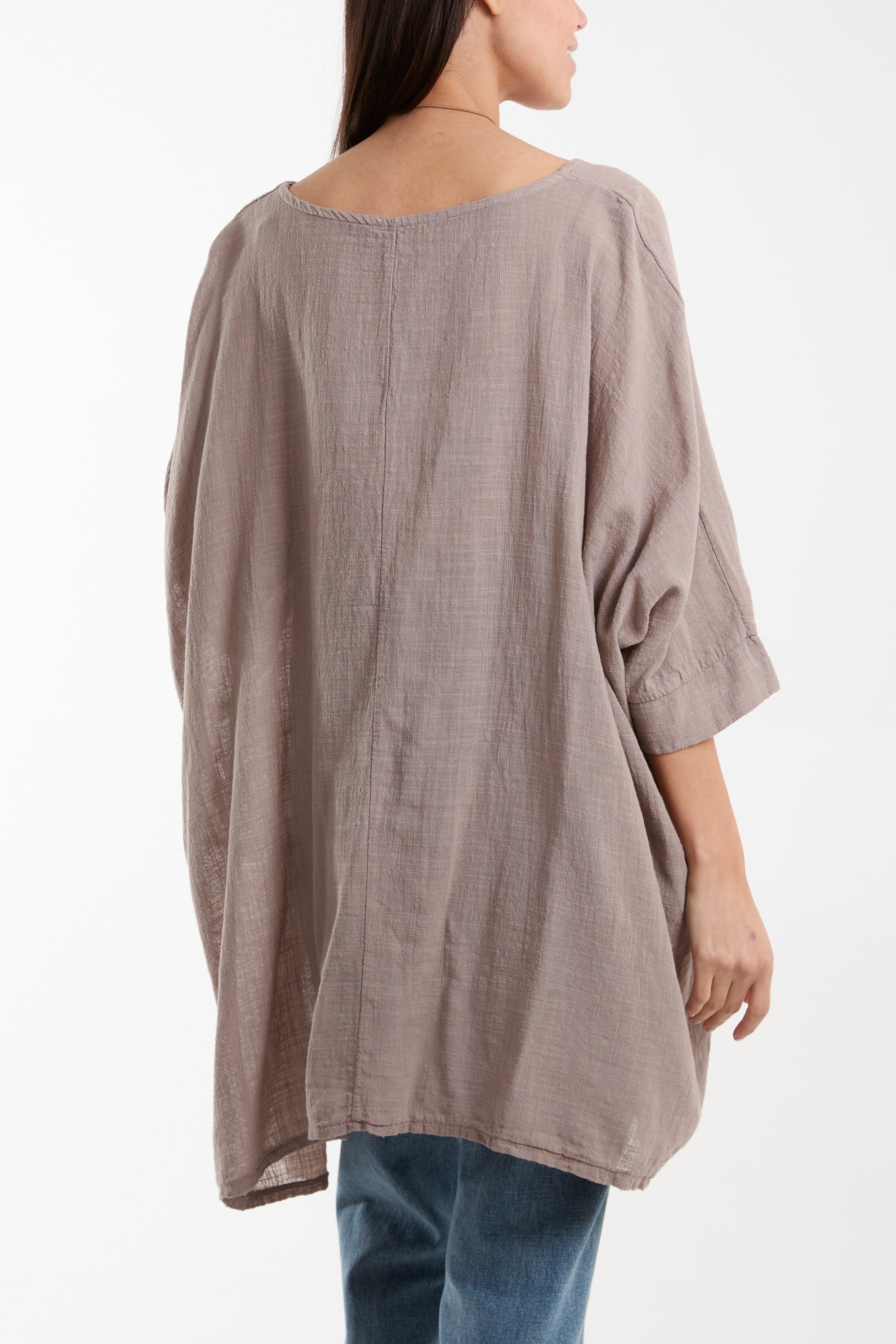 Cotton Mix Necklace Pockets Top Tops WearAll