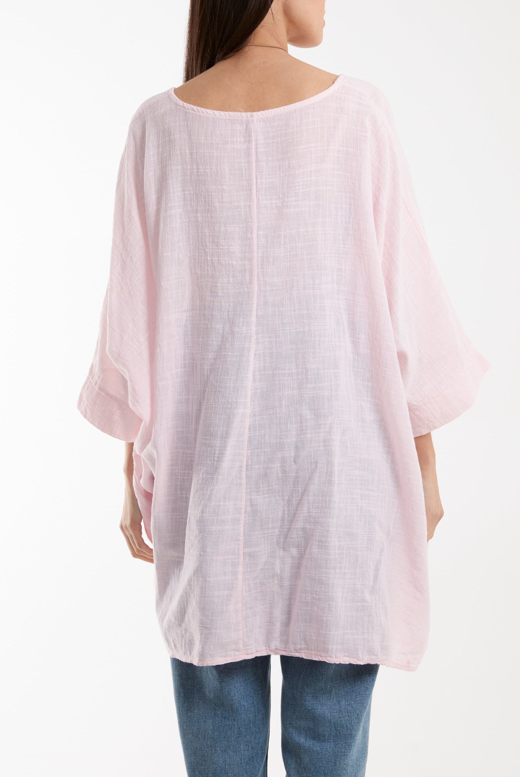 Cotton Mix Necklace Pockets Top Tops WearAll