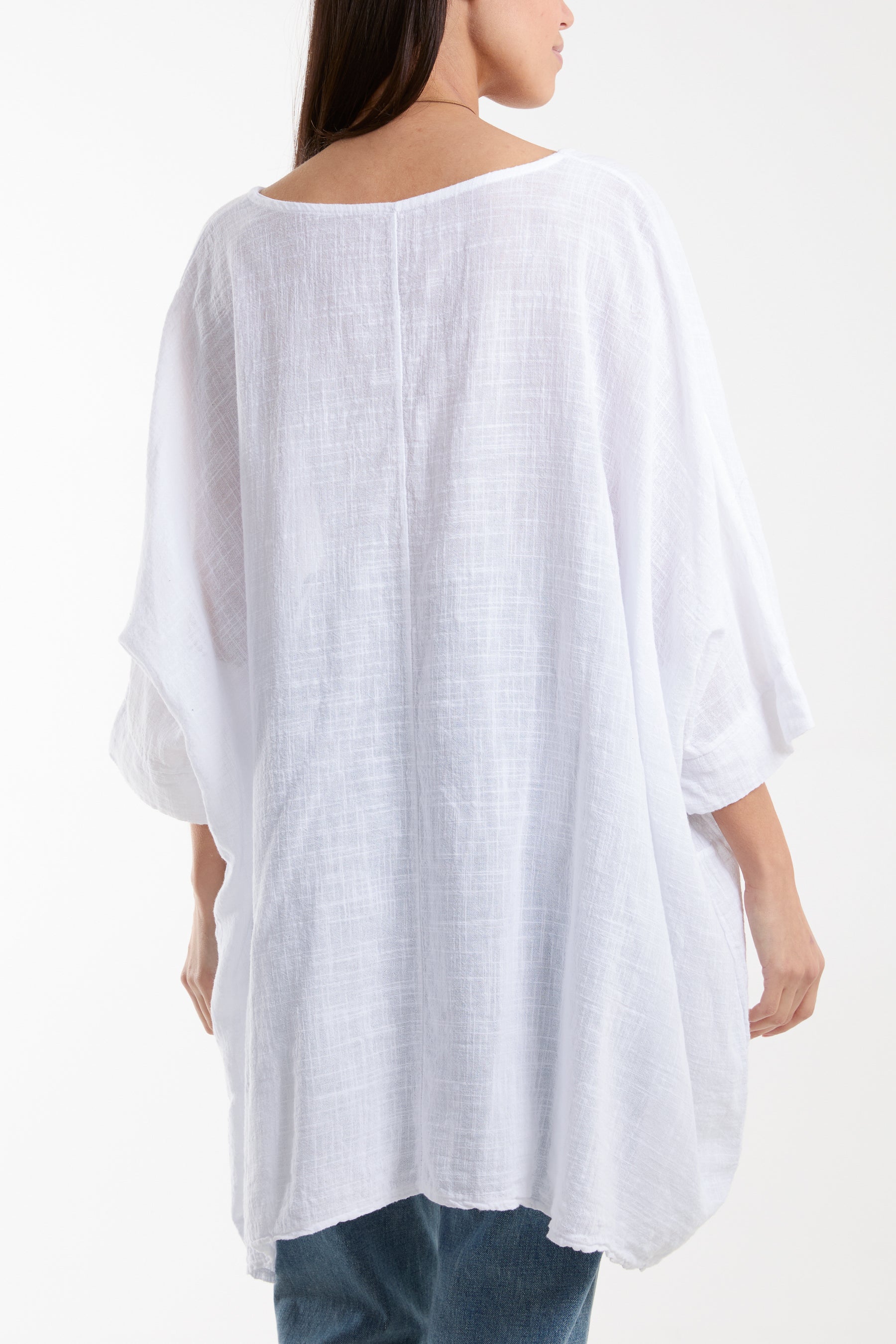 Cotton Mix Necklace Pockets Top Tops WearAll