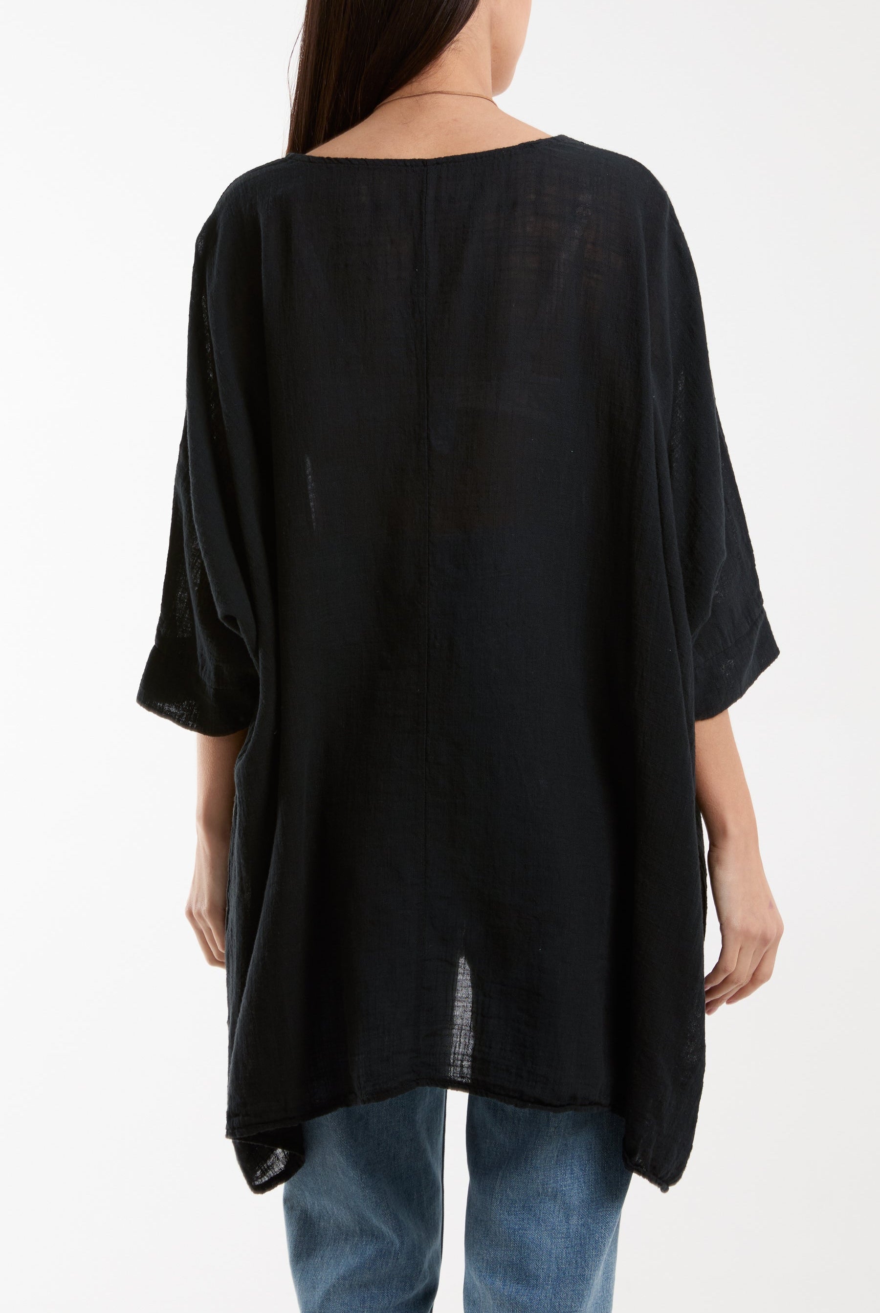 Cotton Mix Necklace Pockets Top Tops WearAll