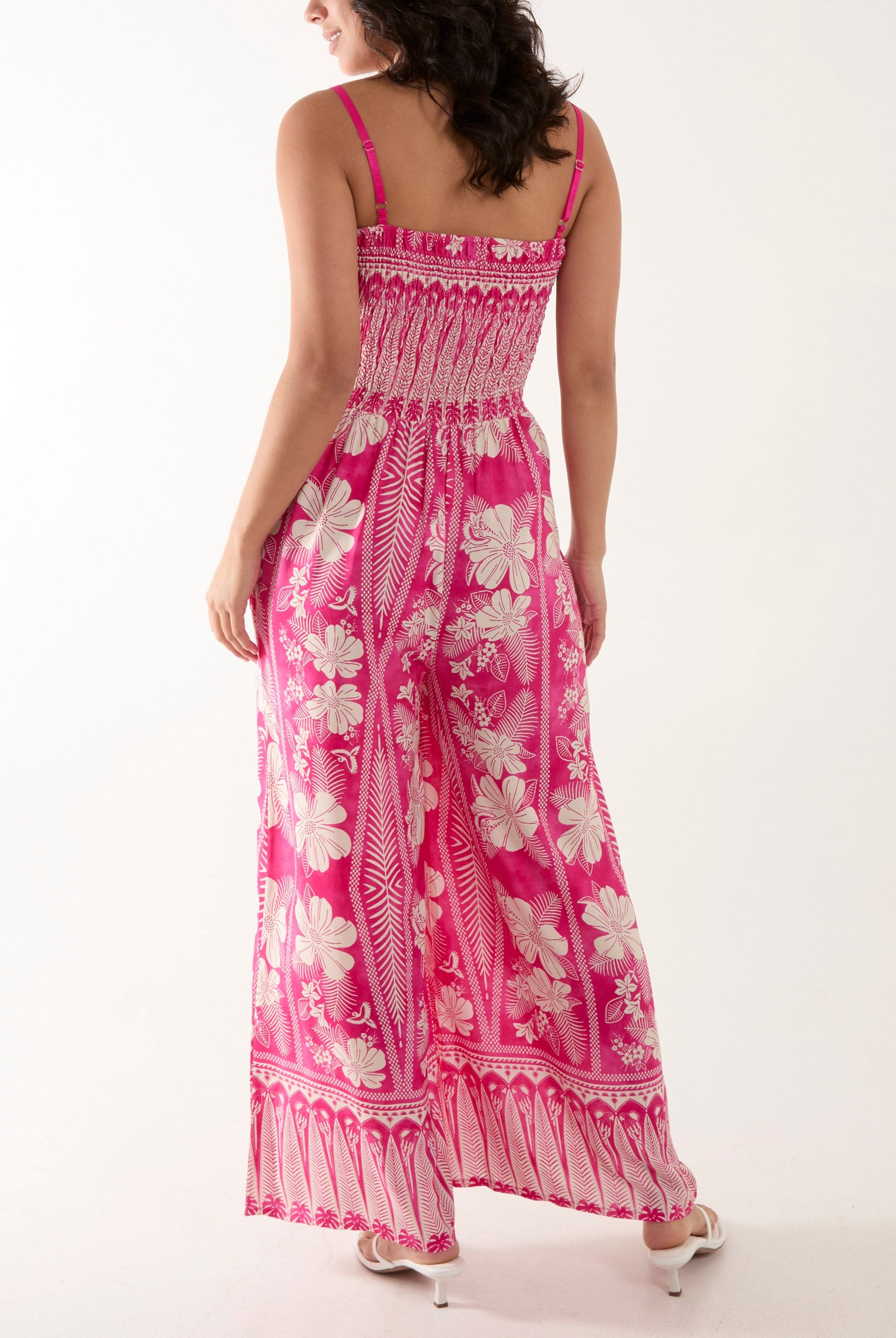 Floral Print Shirred Bust Cami Jumpsuit Jumpsuits WearAll