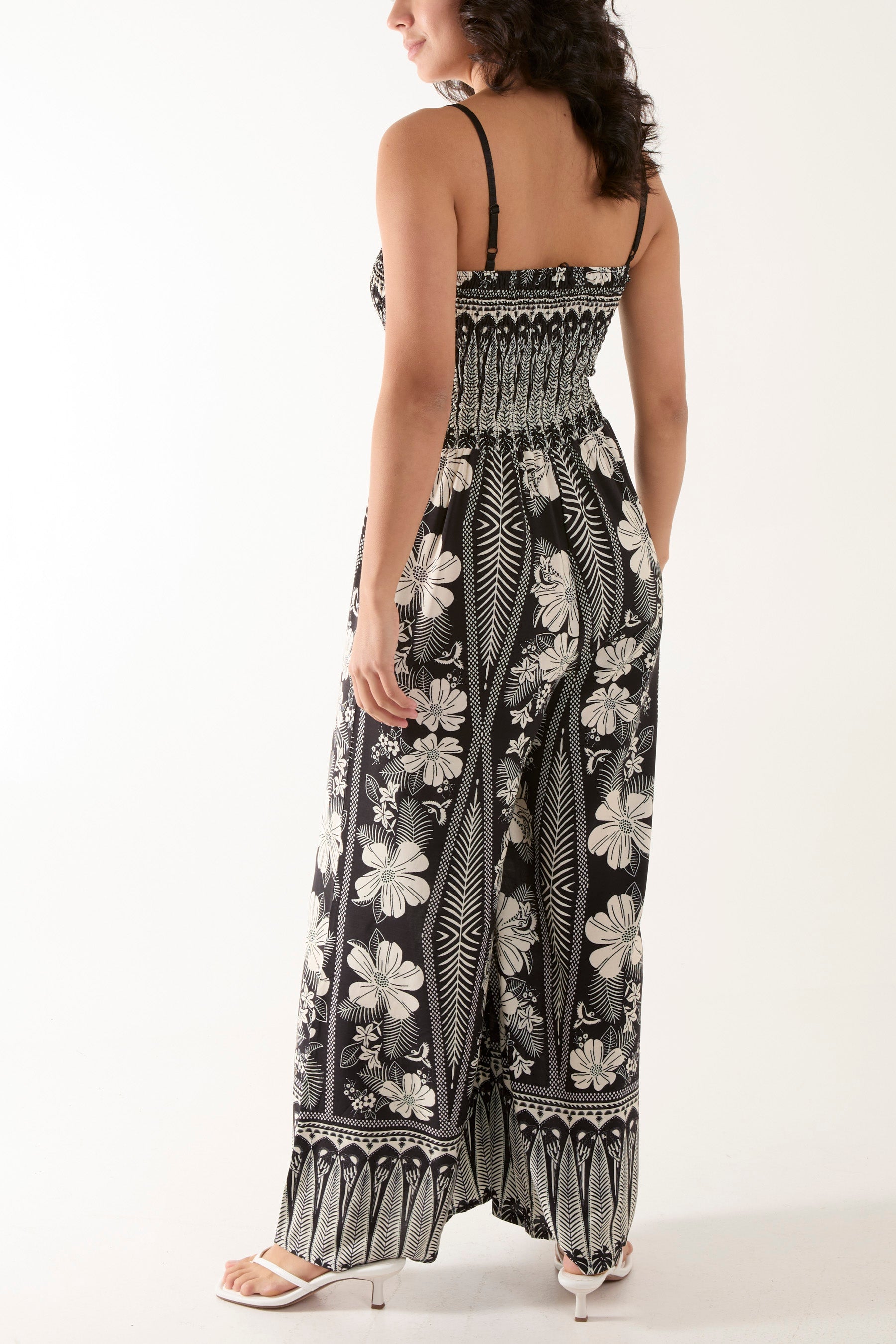 Floral Print Shirred Bust Cami Jumpsuit Jumpsuits WearAll