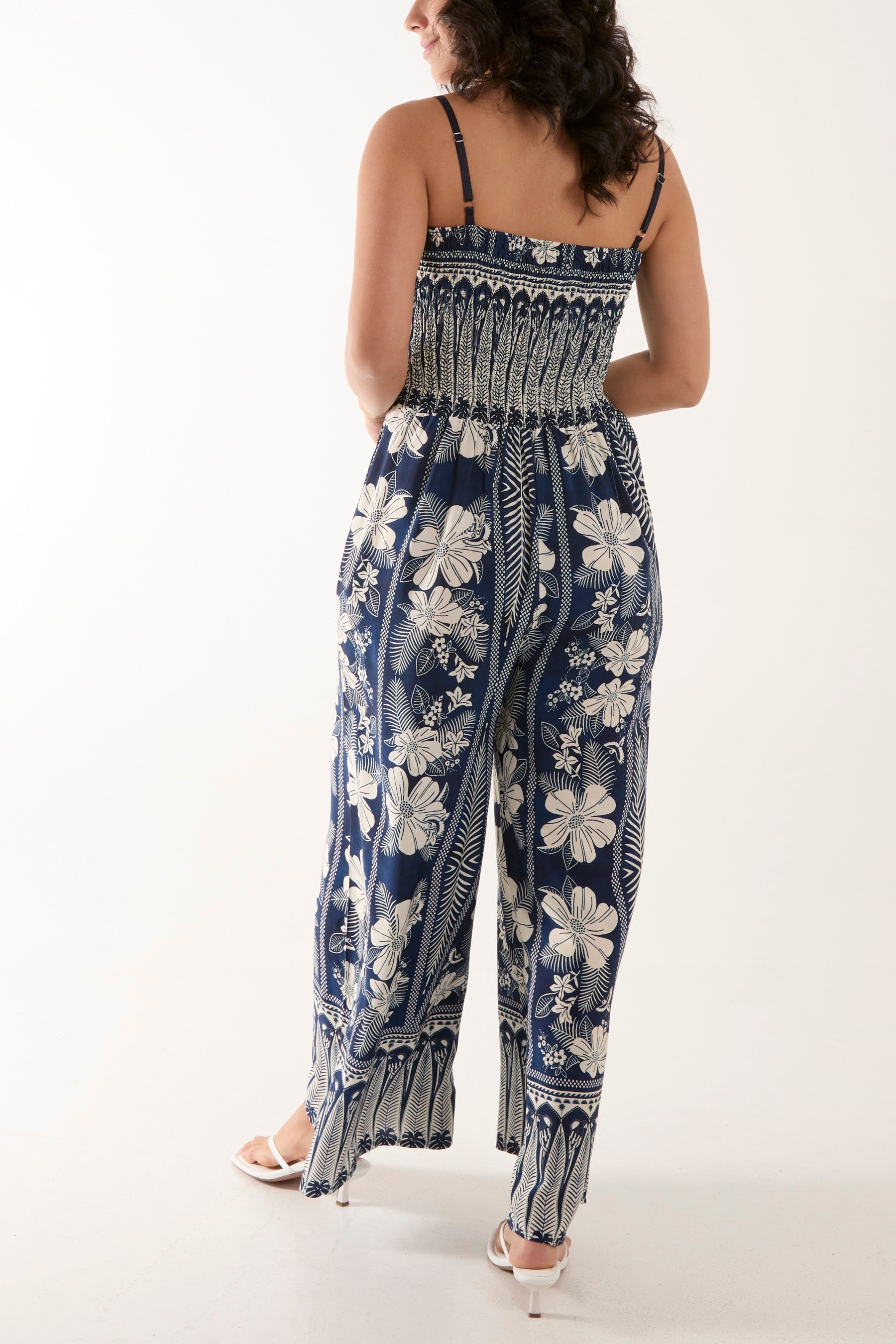 Floral Print Shirred Bust Cami Jumpsuit Jumpsuits WearAll