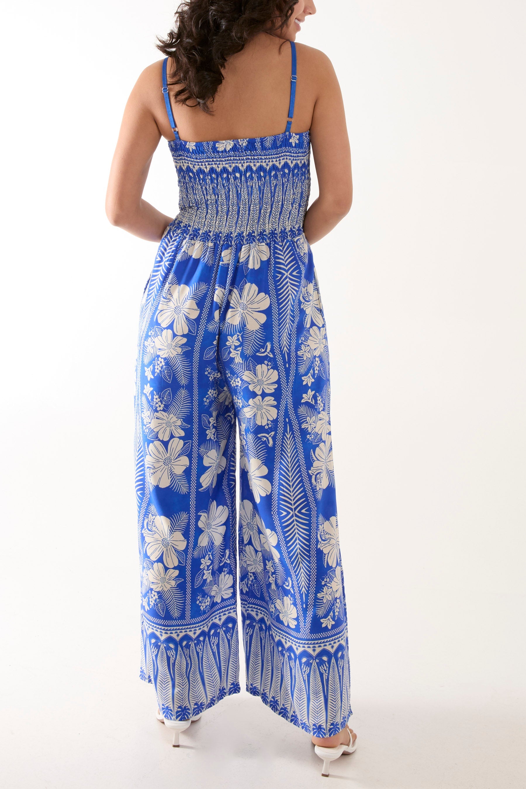 Floral Print Shirred Bust Cami Jumpsuit Jumpsuits WearAll