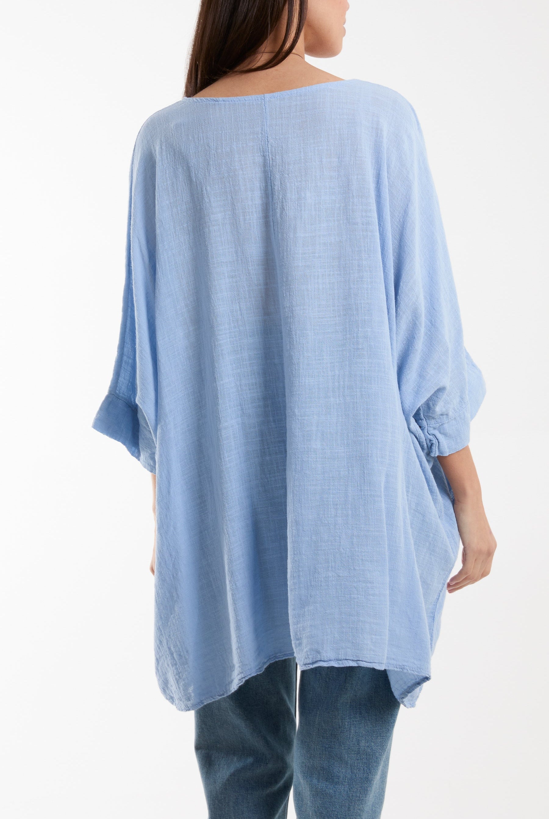 Cotton Mix Necklace Pockets Top Tops WearAll