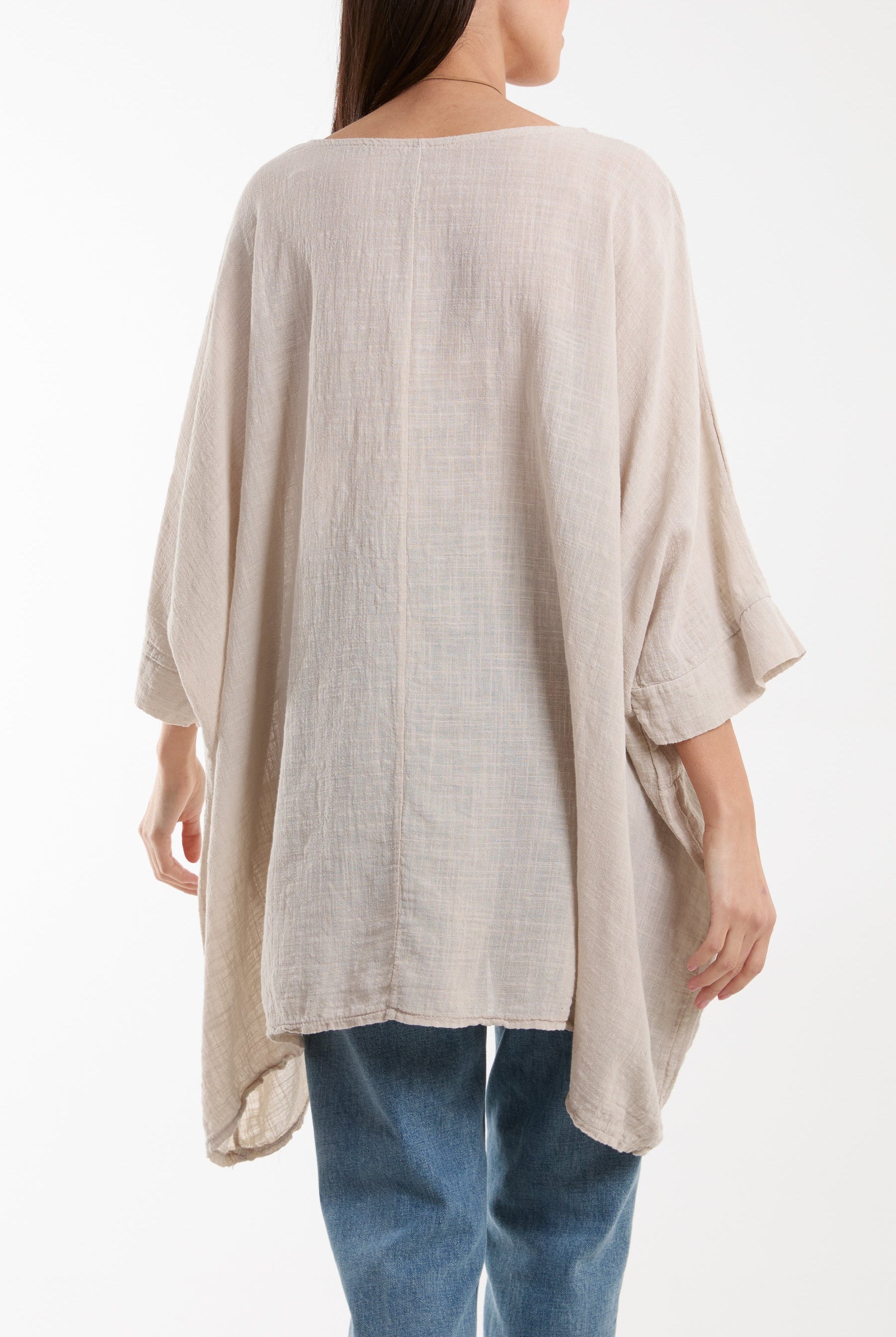 Cotton Mix Necklace Pockets Top Tops WearAll