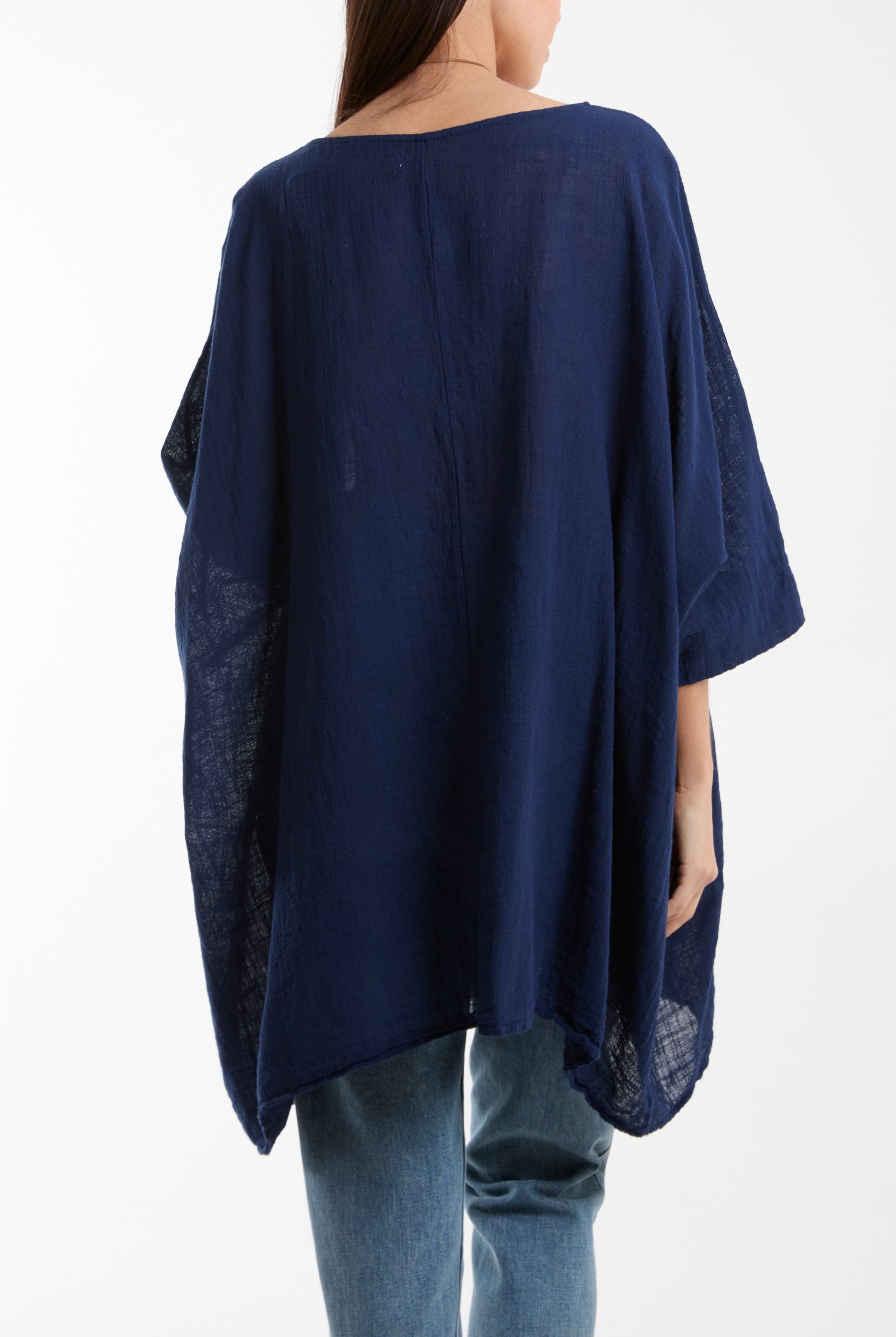 Cotton Mix Necklace Pockets Top Tops WearAll