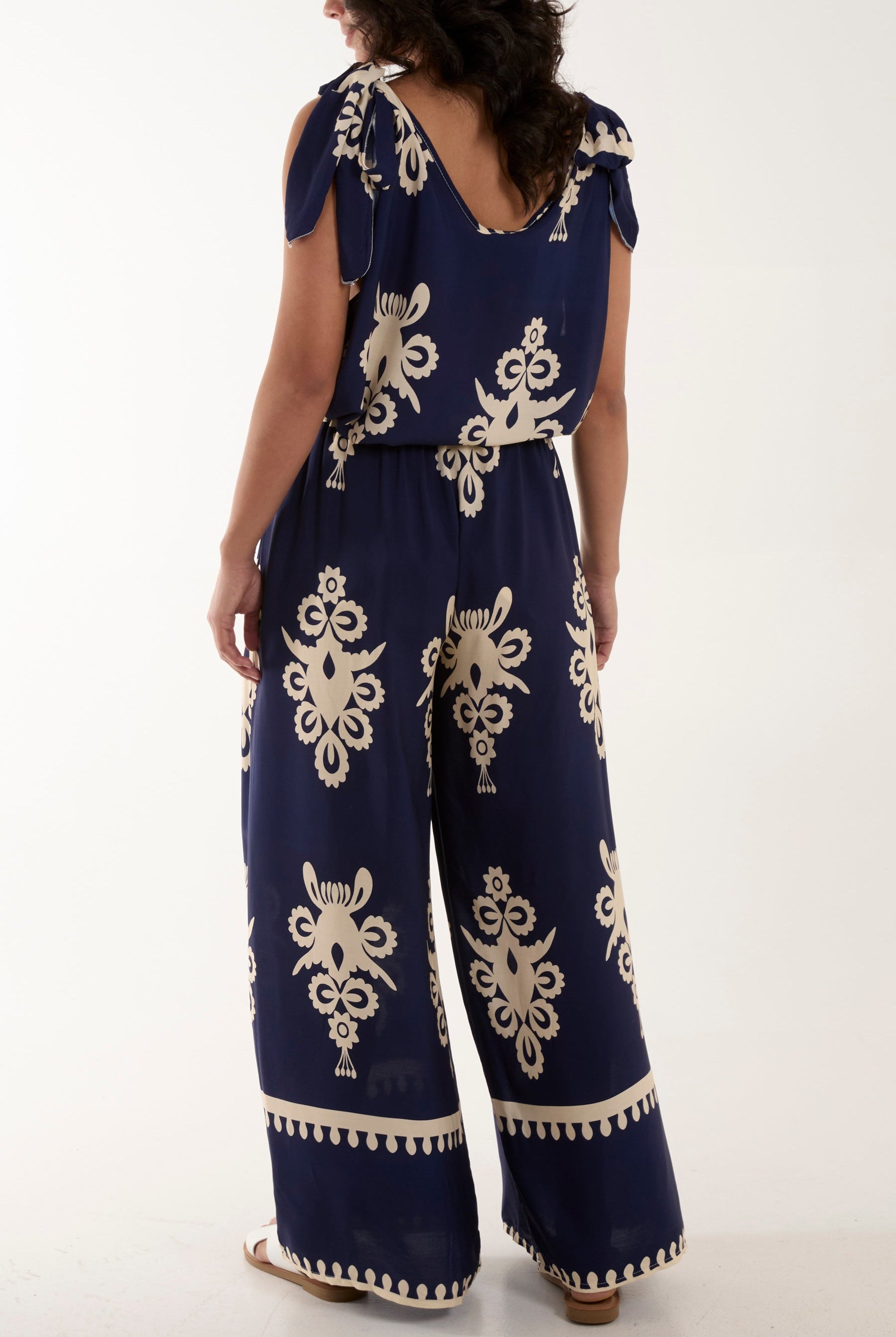 Tie Shoulder Vest & Trouser Printed Co-Ord Sets WearAll