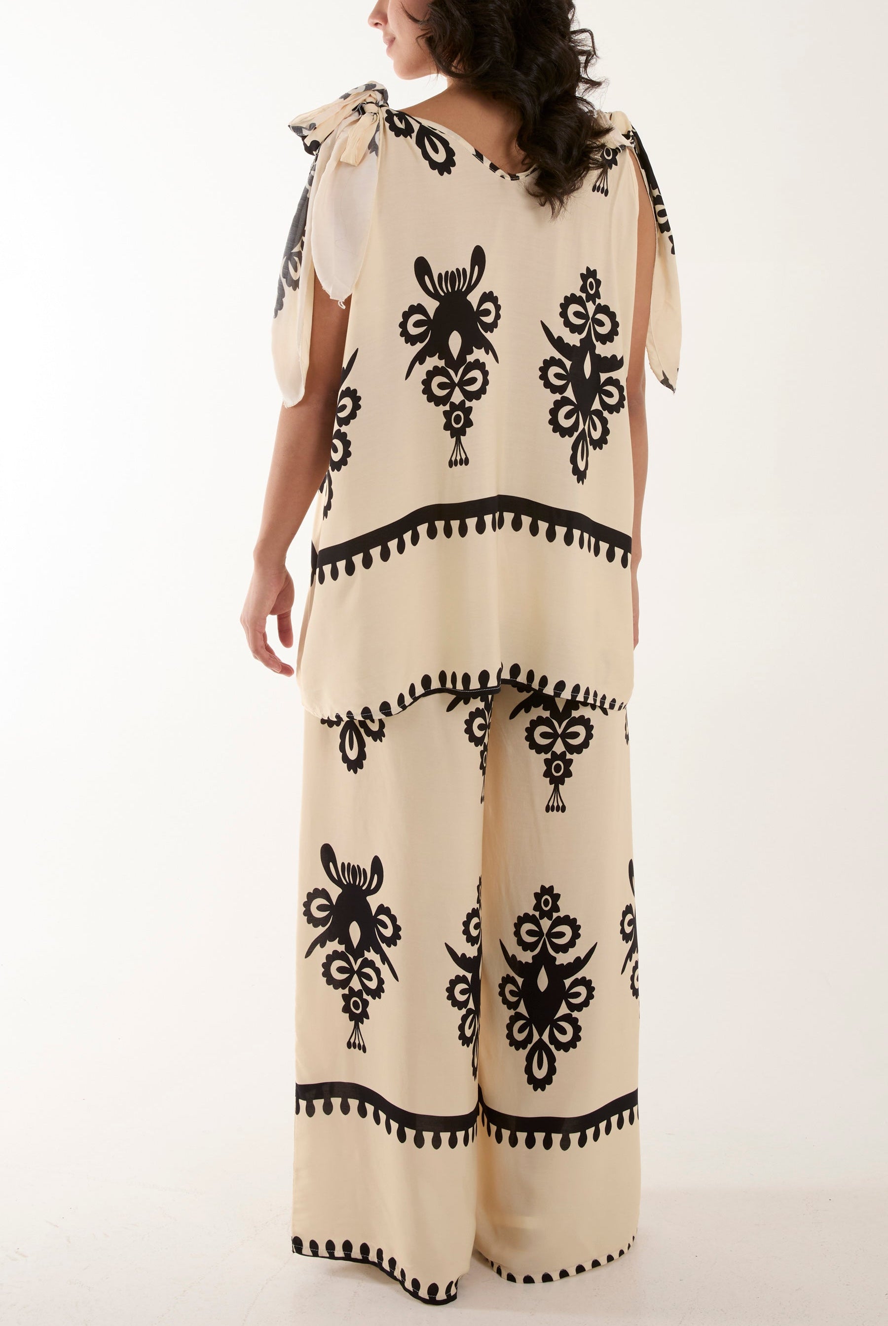 Tie Shoulder Vest & Trouser Printed Co-Ord Sets WearAll
