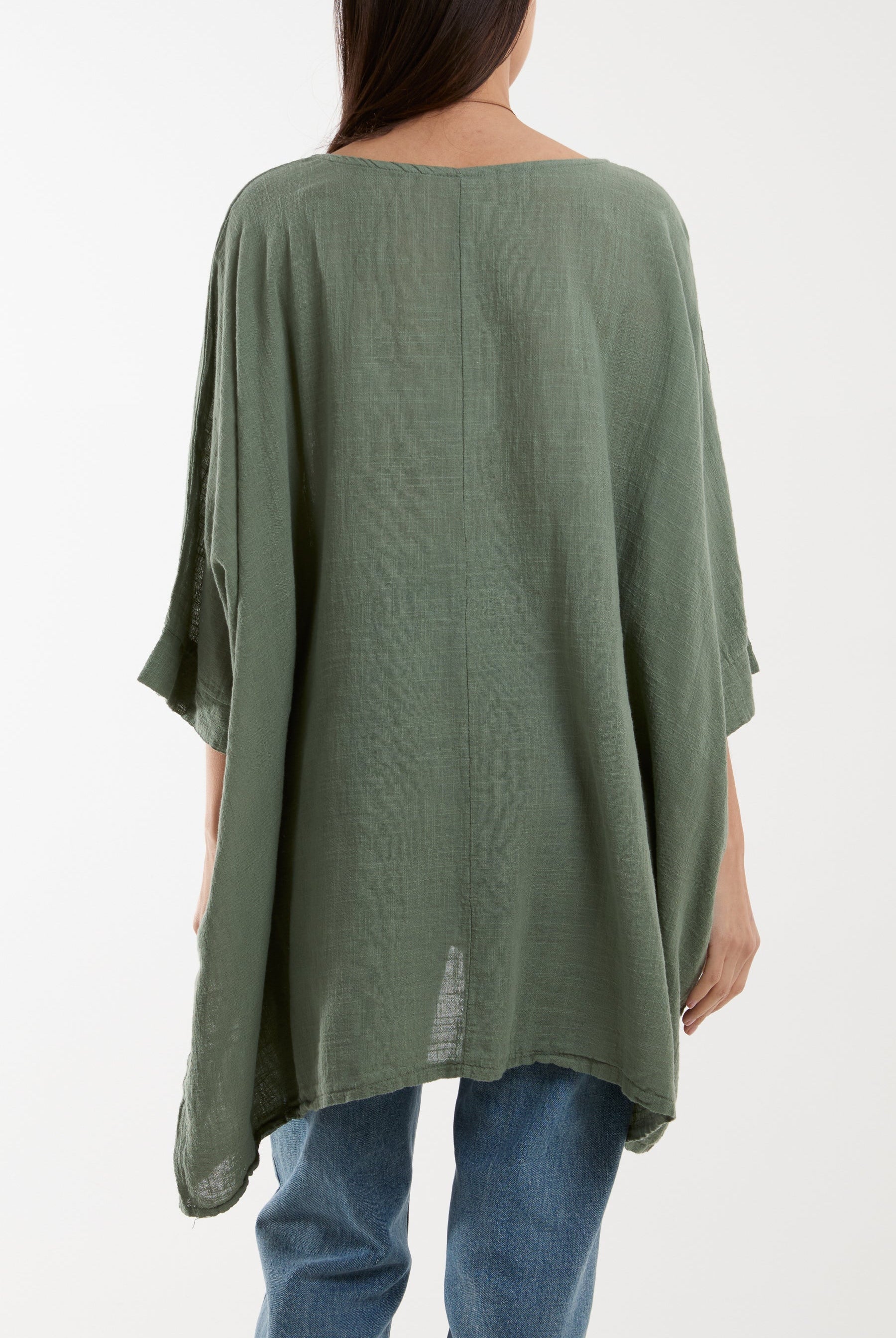 Cotton Mix Necklace Pockets Top Tops WearAll