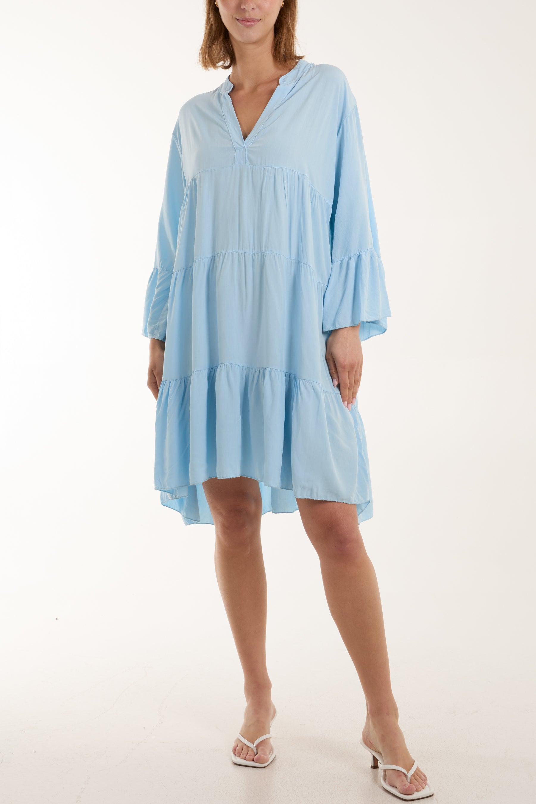 Flare Smock Dress Dress WearAll Light Blue One Size