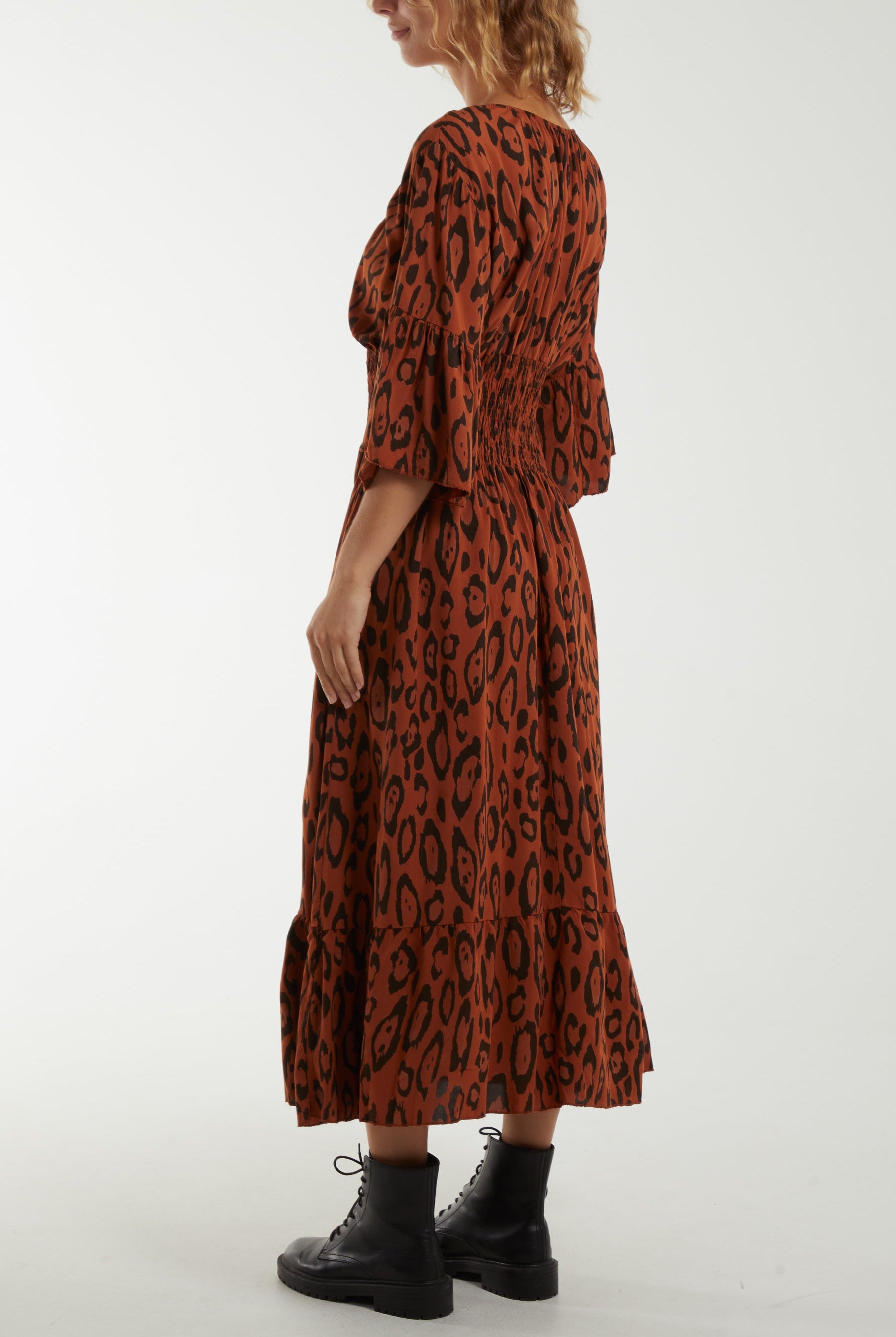 Leopard Shirred Bodice Maxi Dress Dresses WearAll