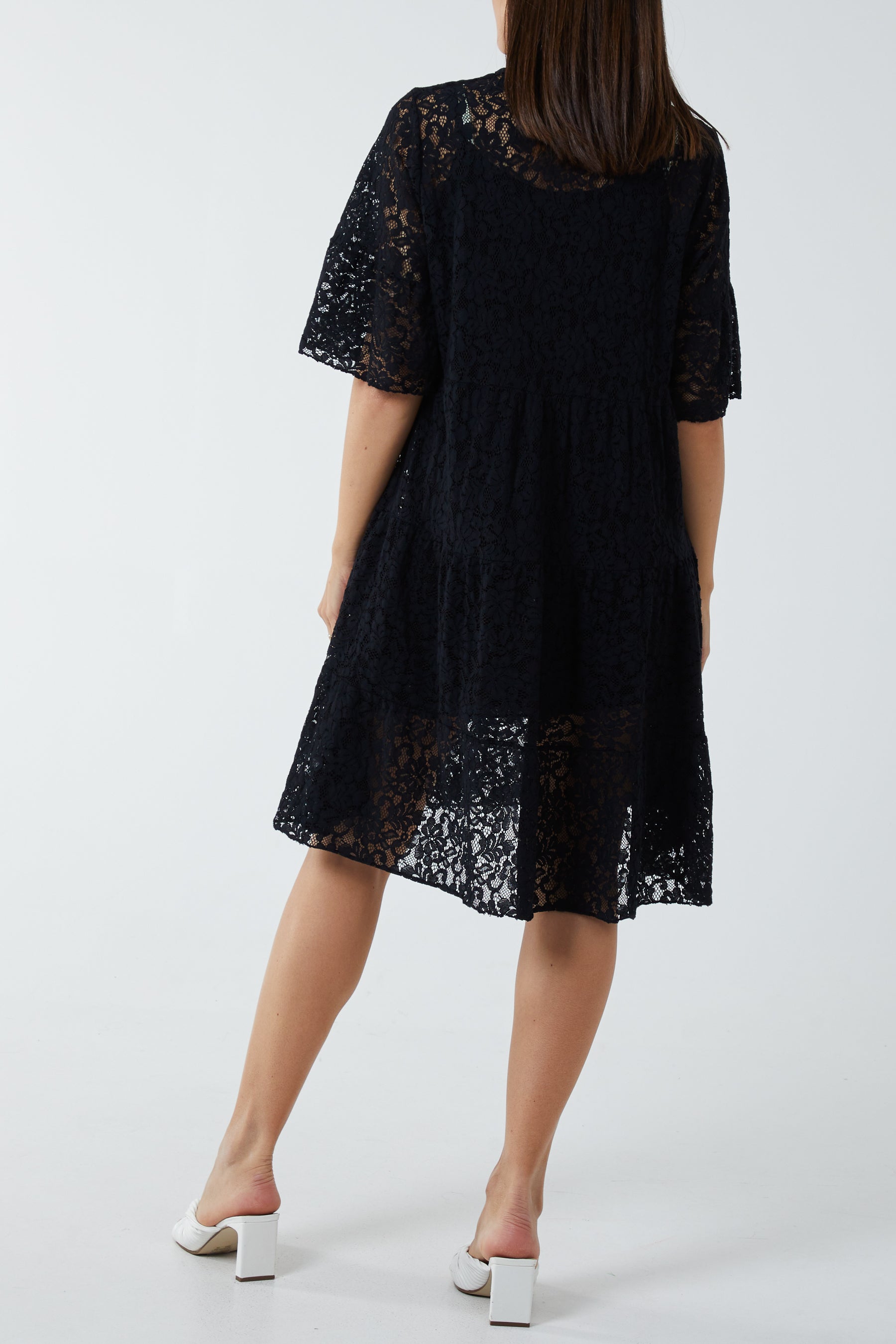 Angel Sleeve Tiered Lace Dress DMF2 WearAll