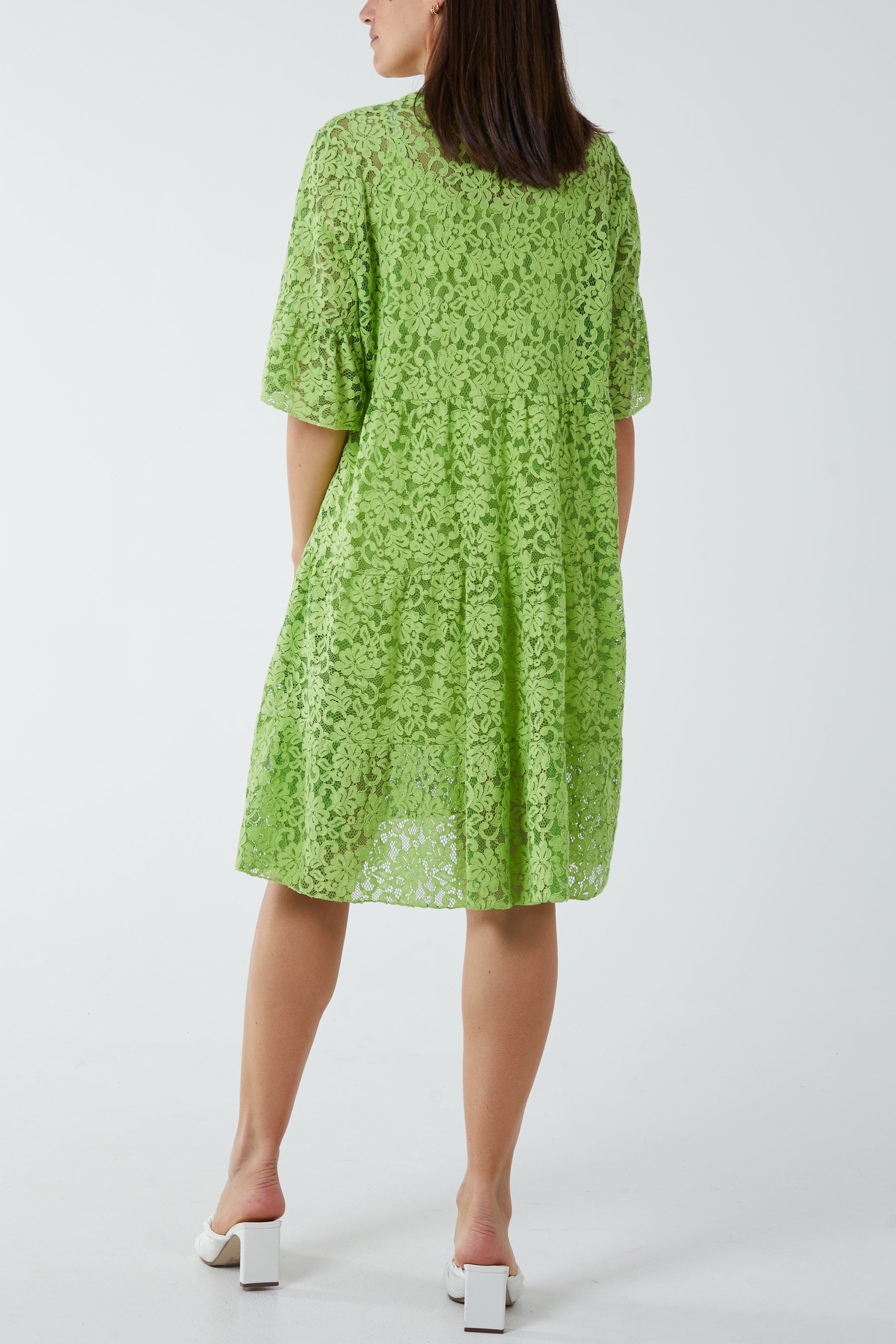 Angel Sleeve Tiered Lace Dress DMF2 WearAll