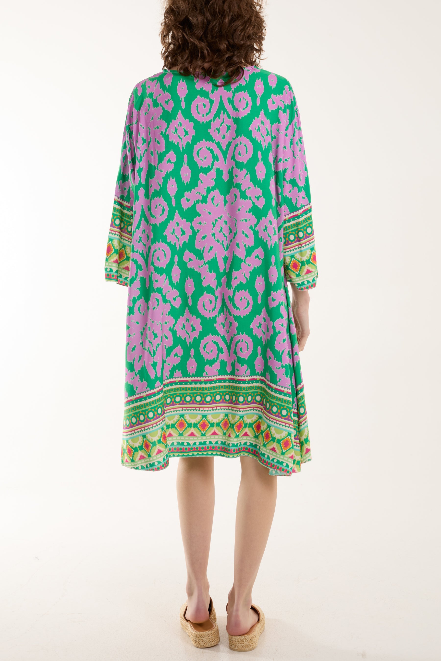 Embroidery V-Neck Printed Tunic Dress Dresses WearAll