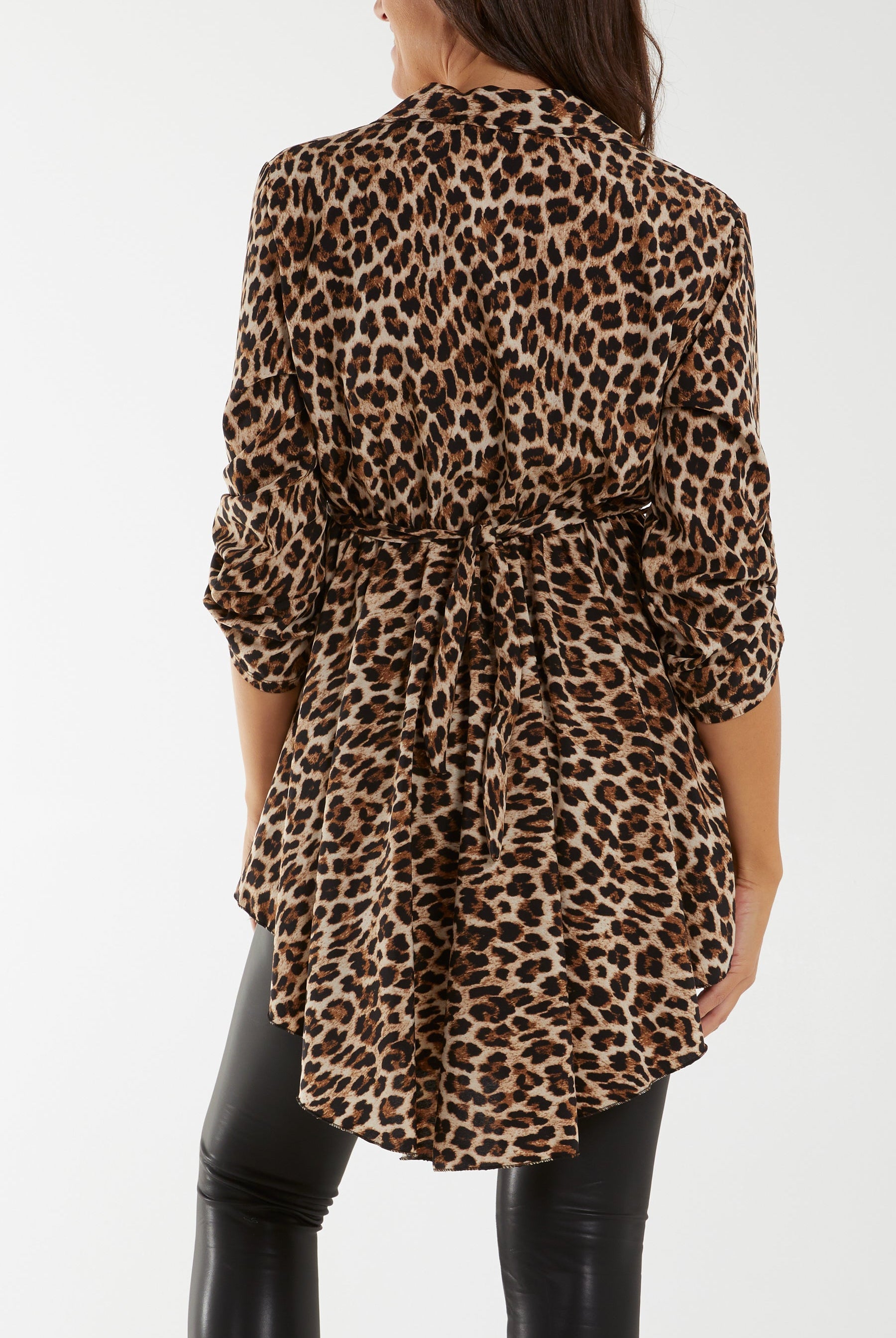 Leopard Print Belted Shirt Dresses WearAll