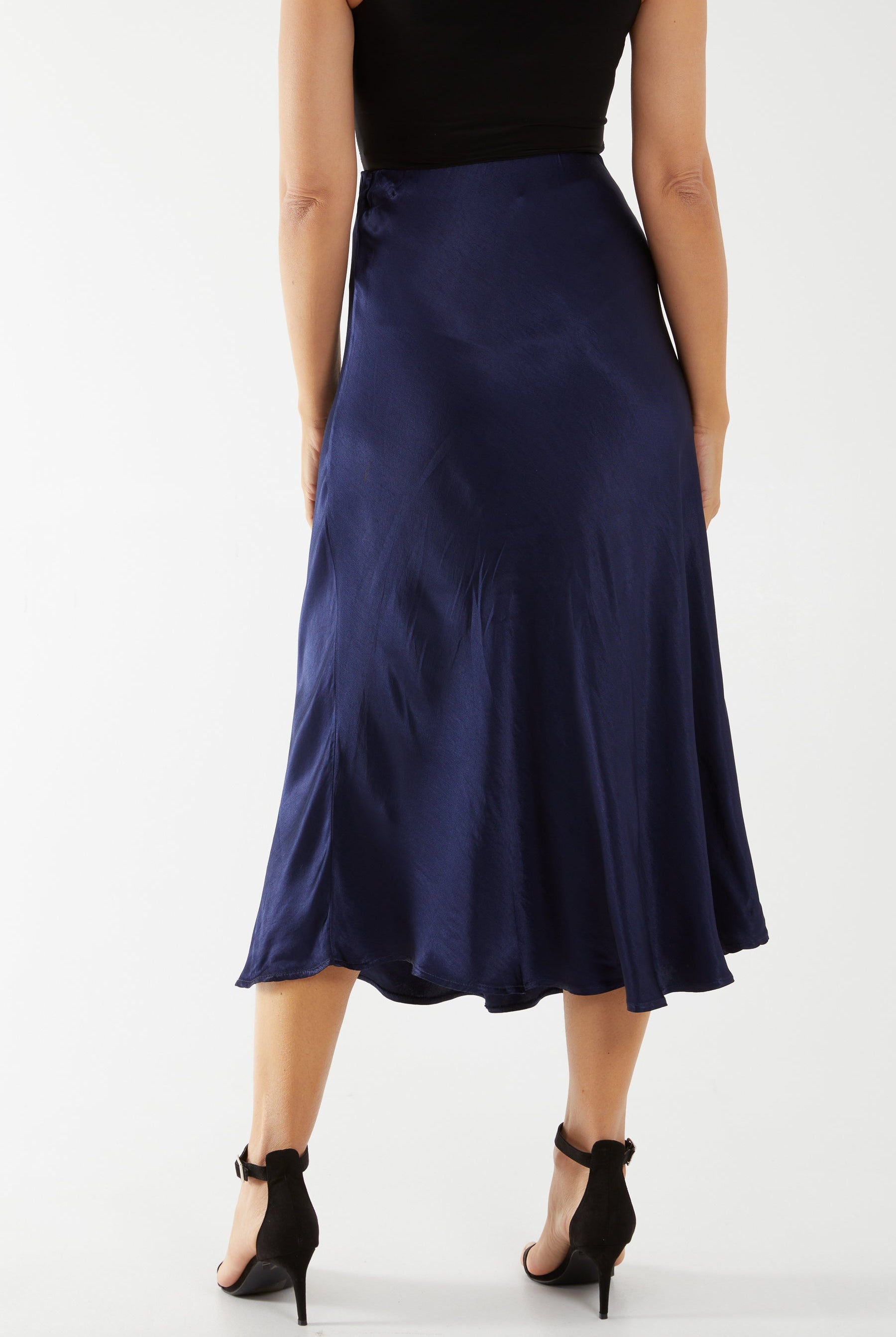 Waistband Satin Midi Skirt Skirts WearAll