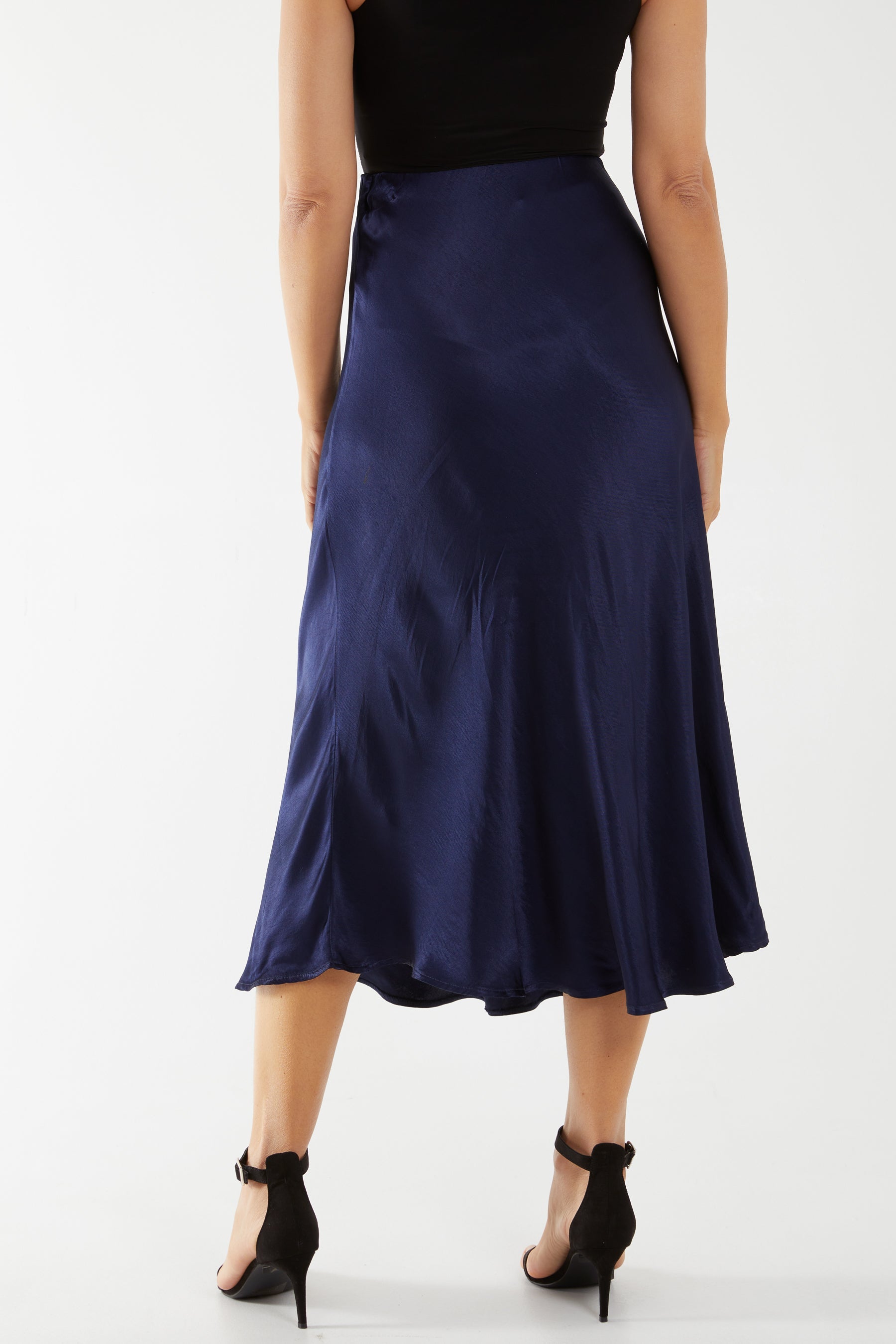 Waistband Satin Midi Skirt Skirts WearAll