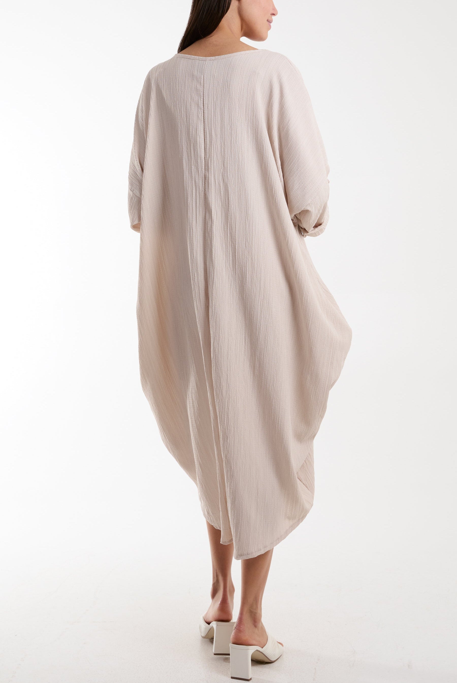 Crinkle Cocoon Midi Dress w/ Pockets Dresses WearAll