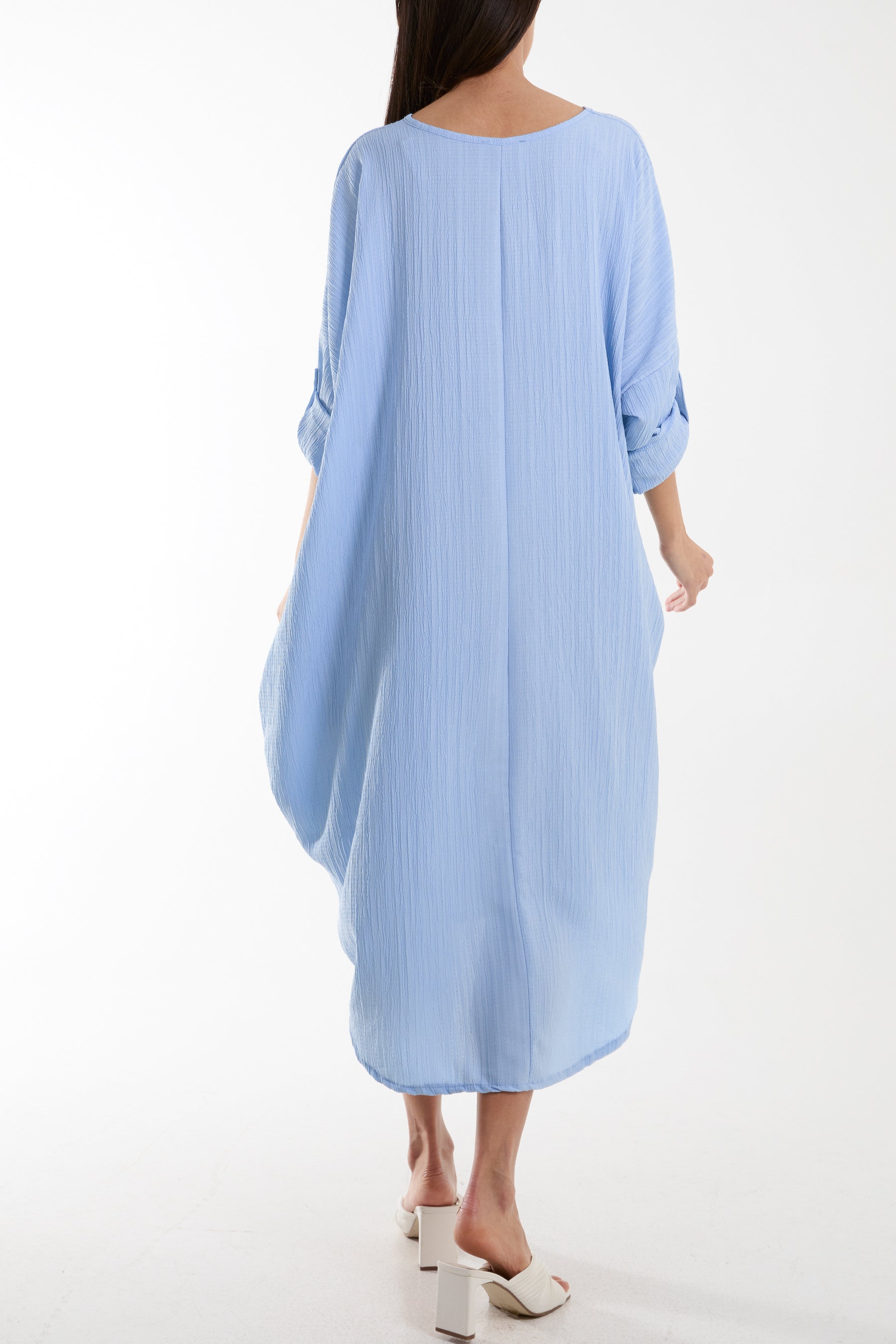 Crinkle Cocoon Midi Dress w/ Pockets Dresses WearAll