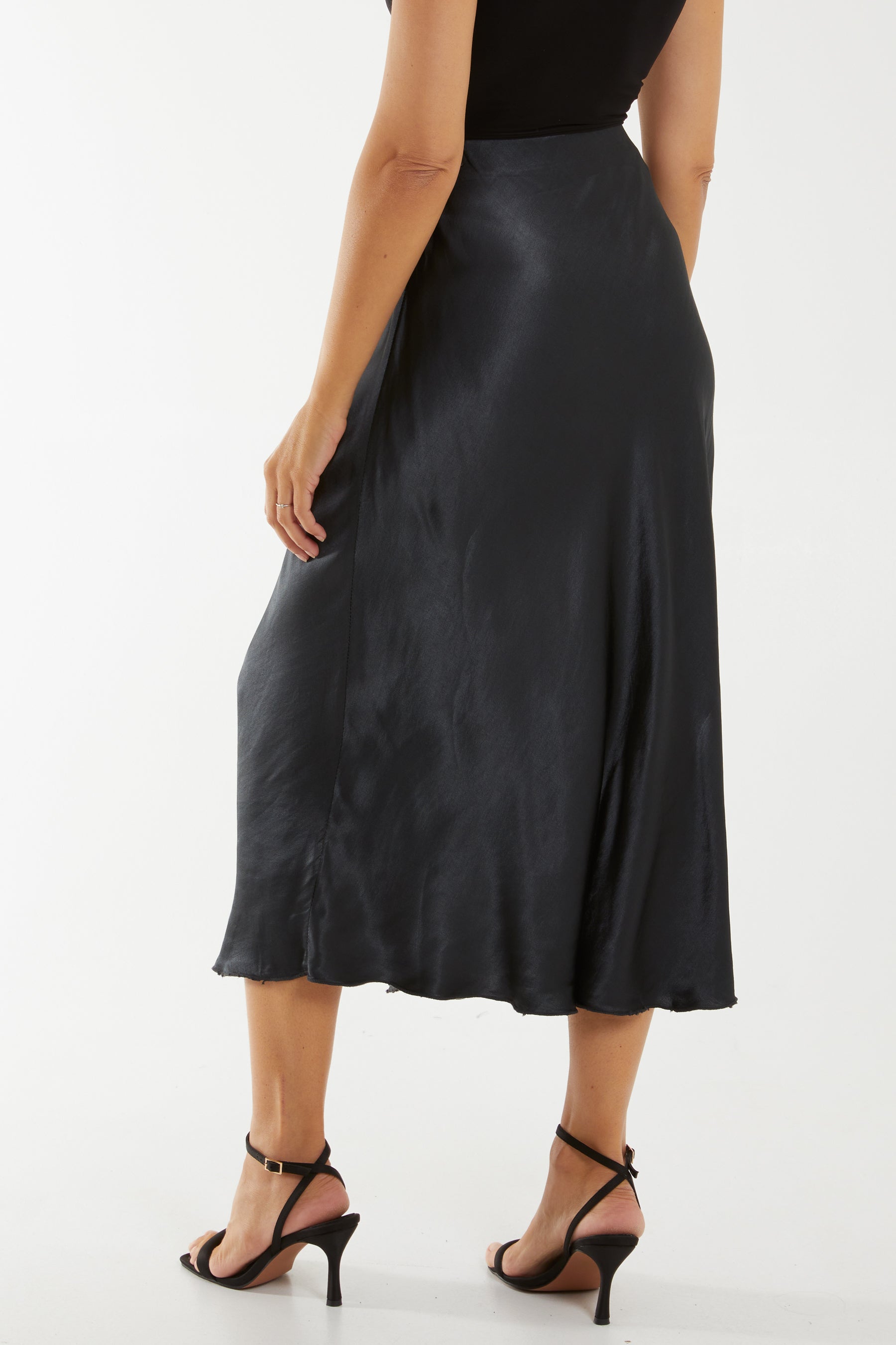 Waistband Satin Midi Skirt Skirts WearAll