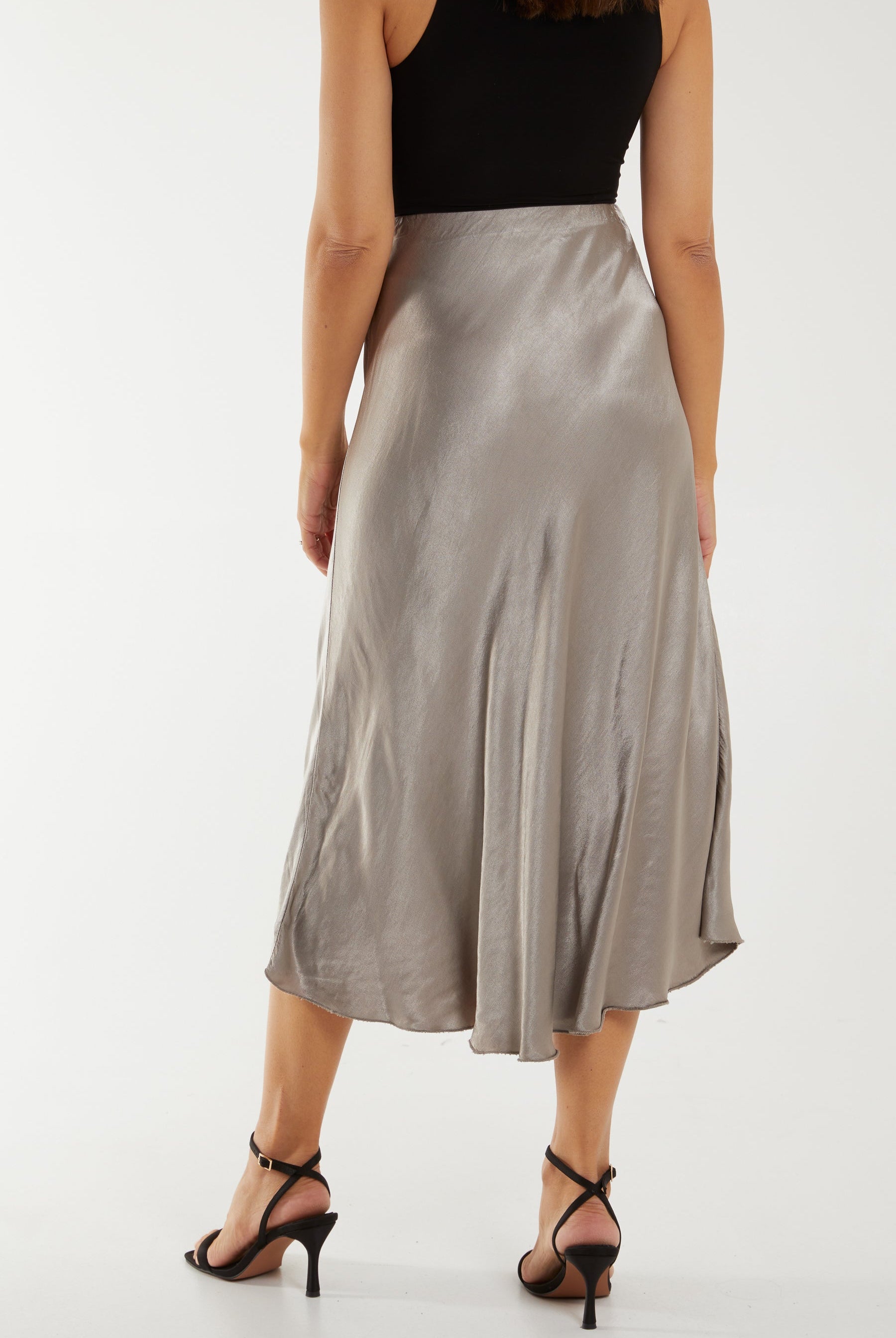 Waistband Satin Midi Skirt Skirts WearAll