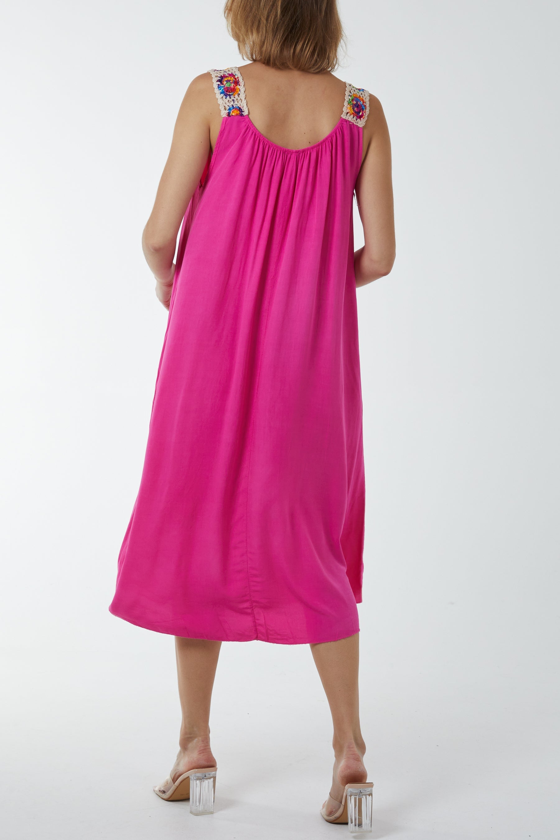 Crochet Sleeve Scoop Neck Midi Dress Dresses WearAll