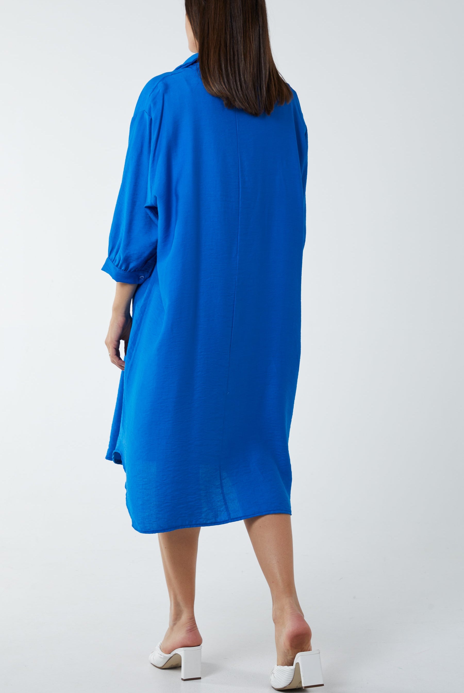 V-Neck Collared Midi Dress DMF2 WearAll