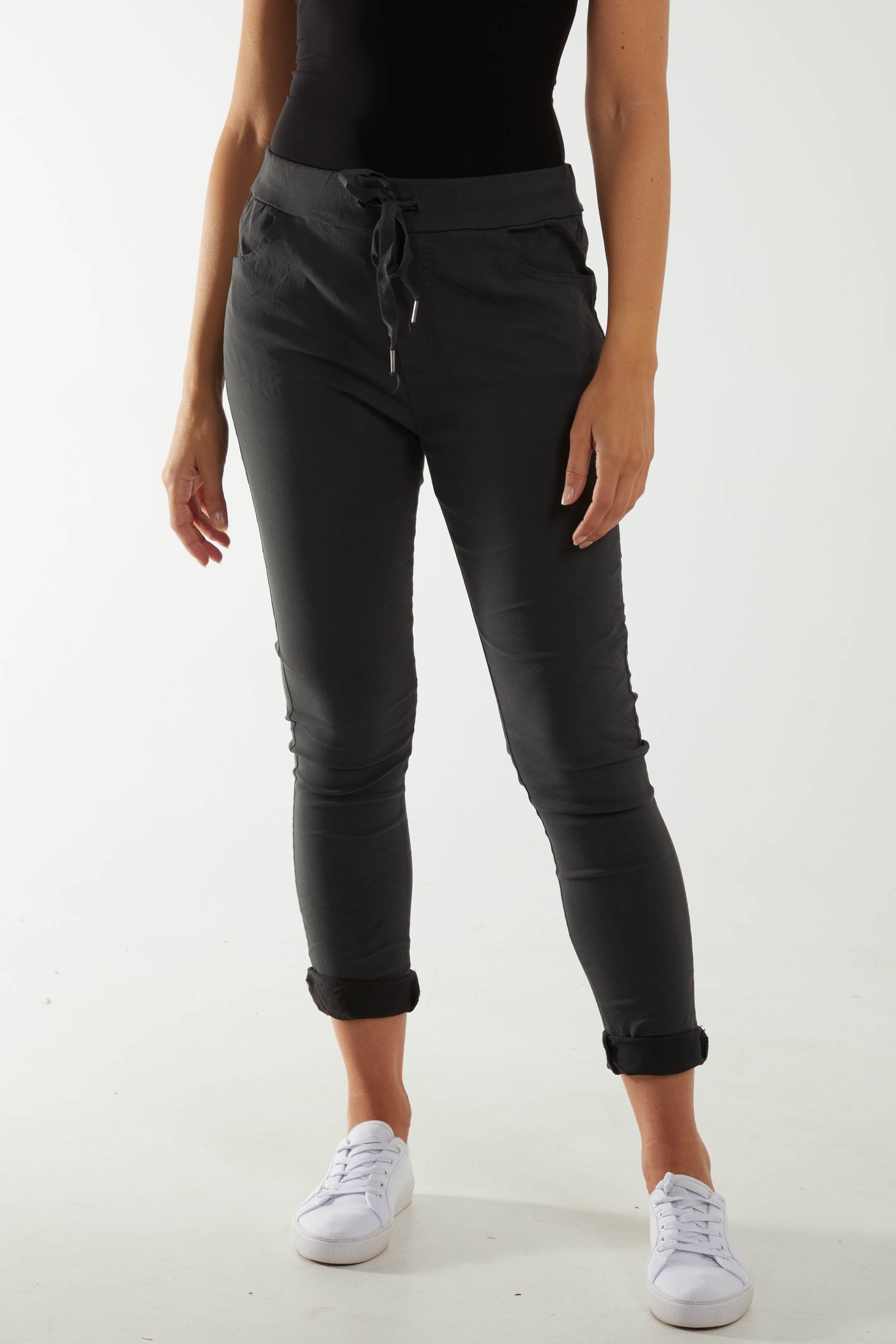 Magic Drawstring Pockets Crushed Trouser Trousers WearAll Slate One Size