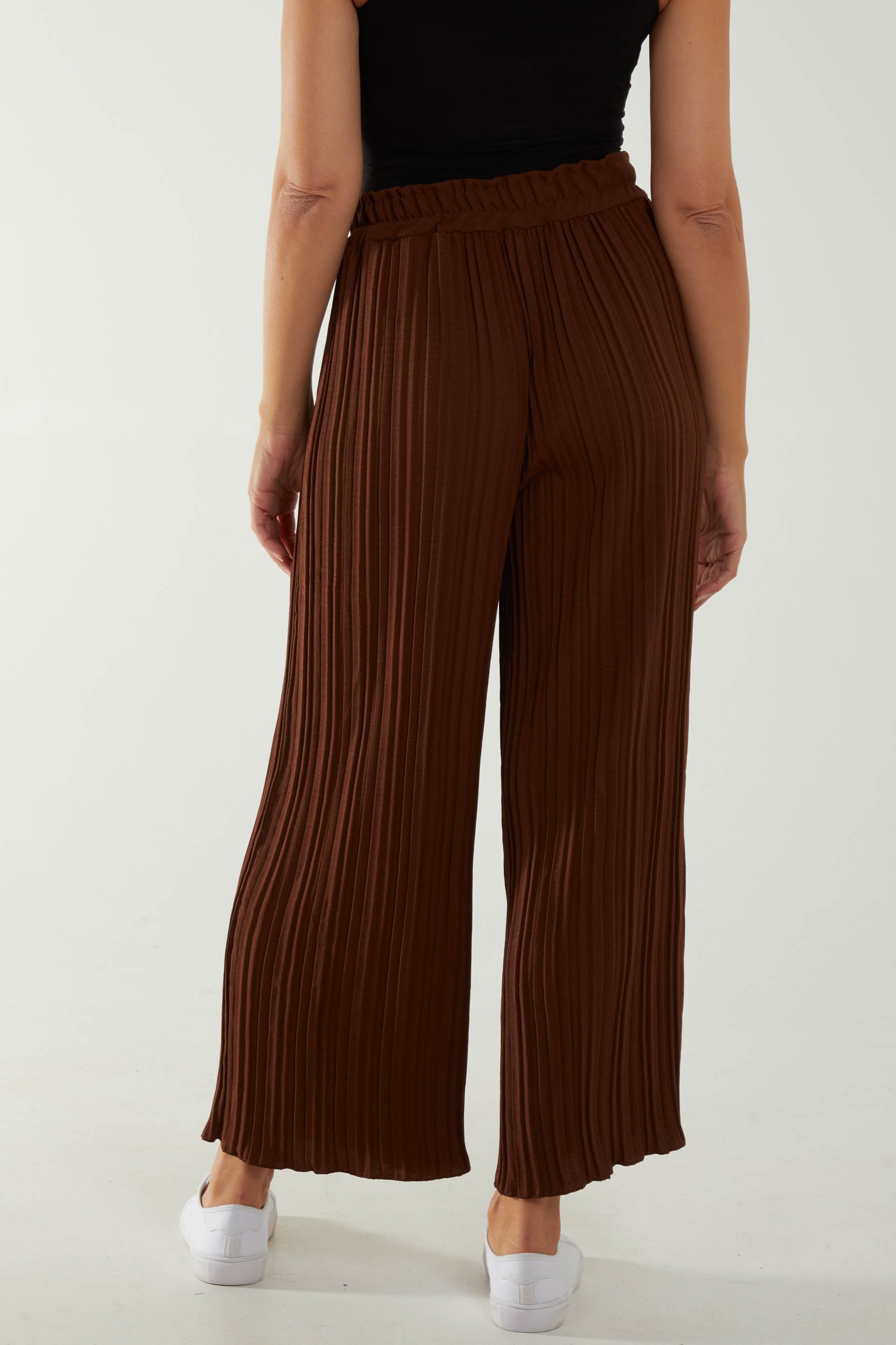 Wide Leg Plisse Drawstring Trousers TRS1 WearAll
