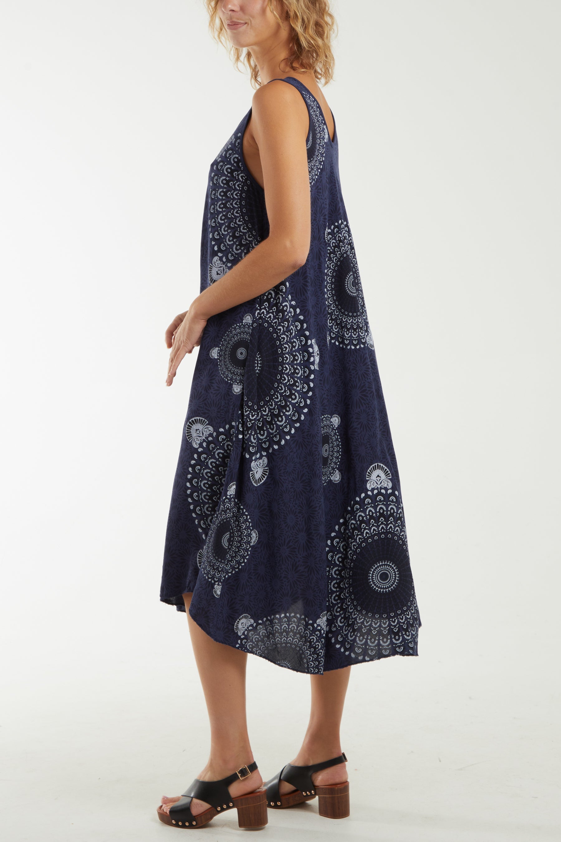 Mandala Relaxed Fit Sleeveless Midi Dress Dresses WearAll