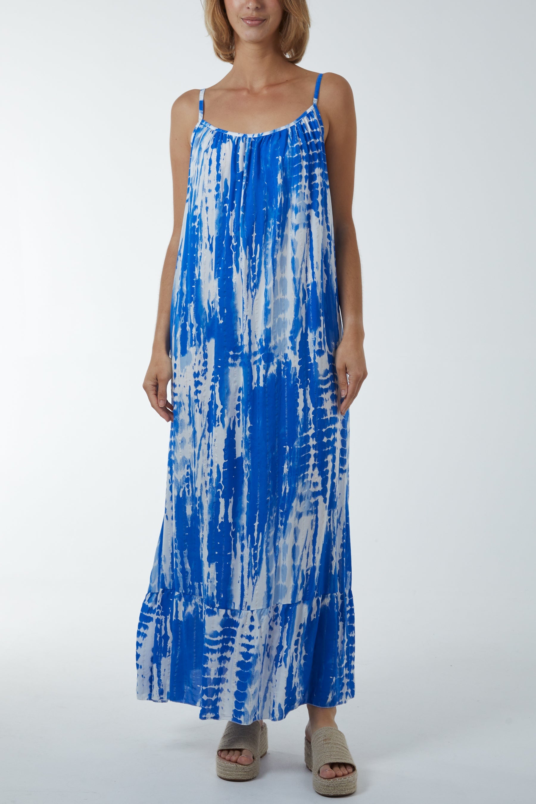Tie Dye Cami Maxi Dress Dresses WearAll Royal Blue One Size