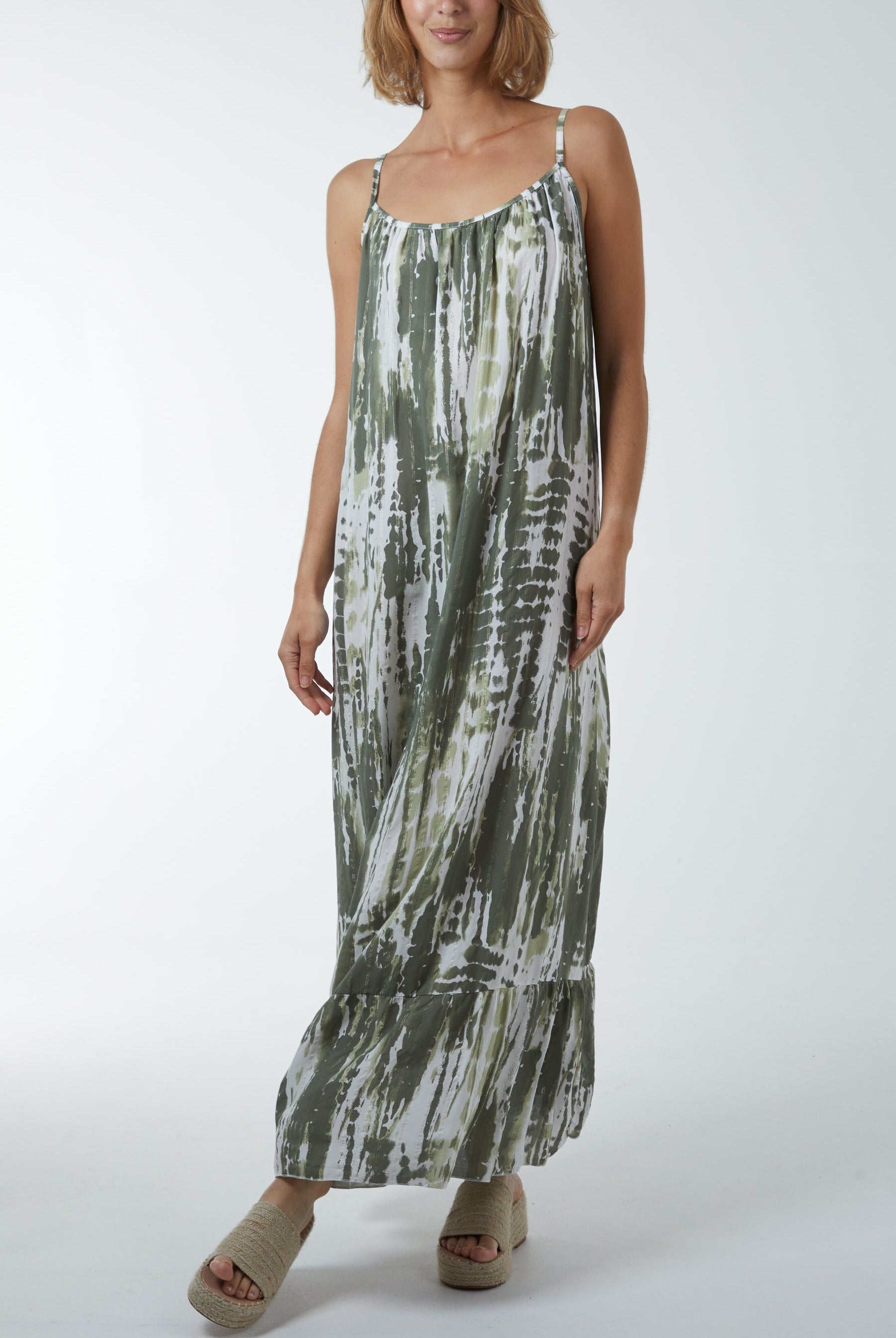 Tie Dye Cami Maxi Dress Dresses WearAll Khaki One Size