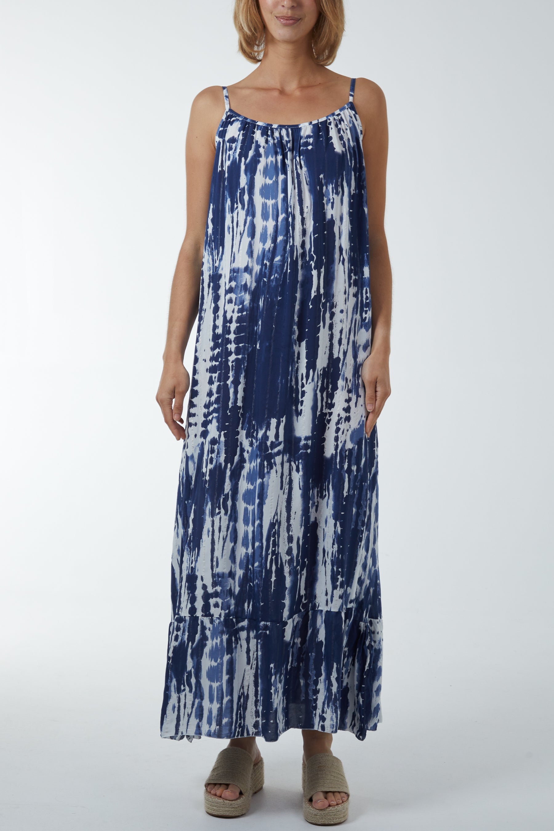 Tie Dye Cami Maxi Dress Dresses WearAll Navy One Size