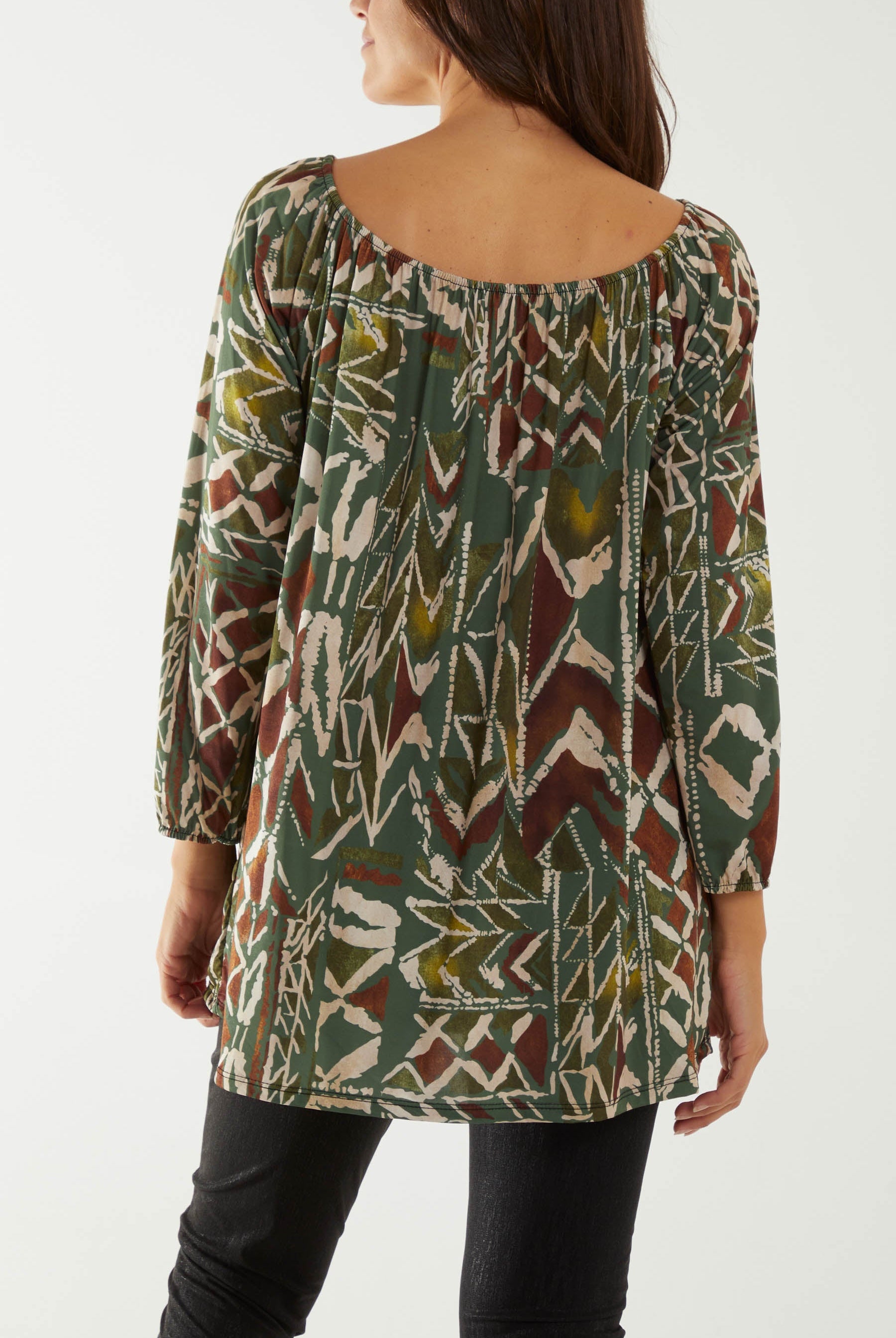 Tribal Print Bardot Tie Blouse Dresses WearAll