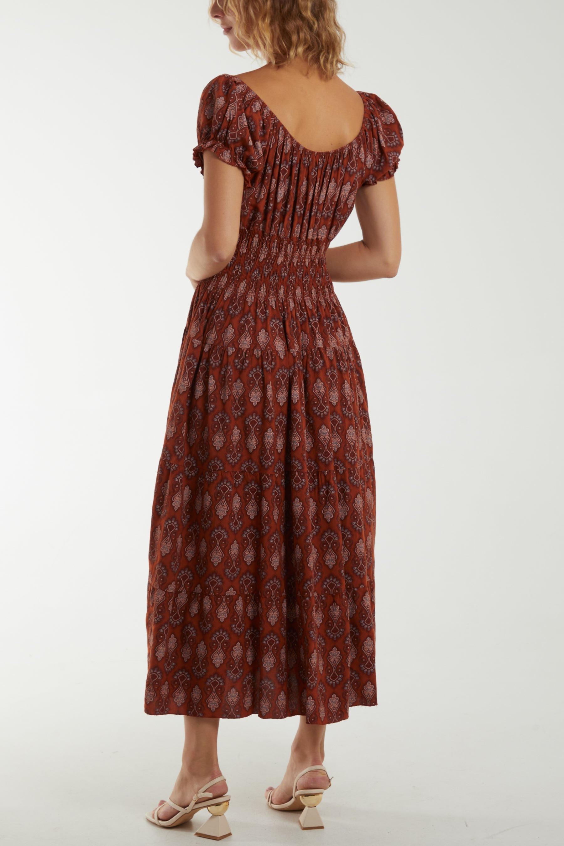 Moroccan Print Tiered Maxi Dress Dresses WearAll